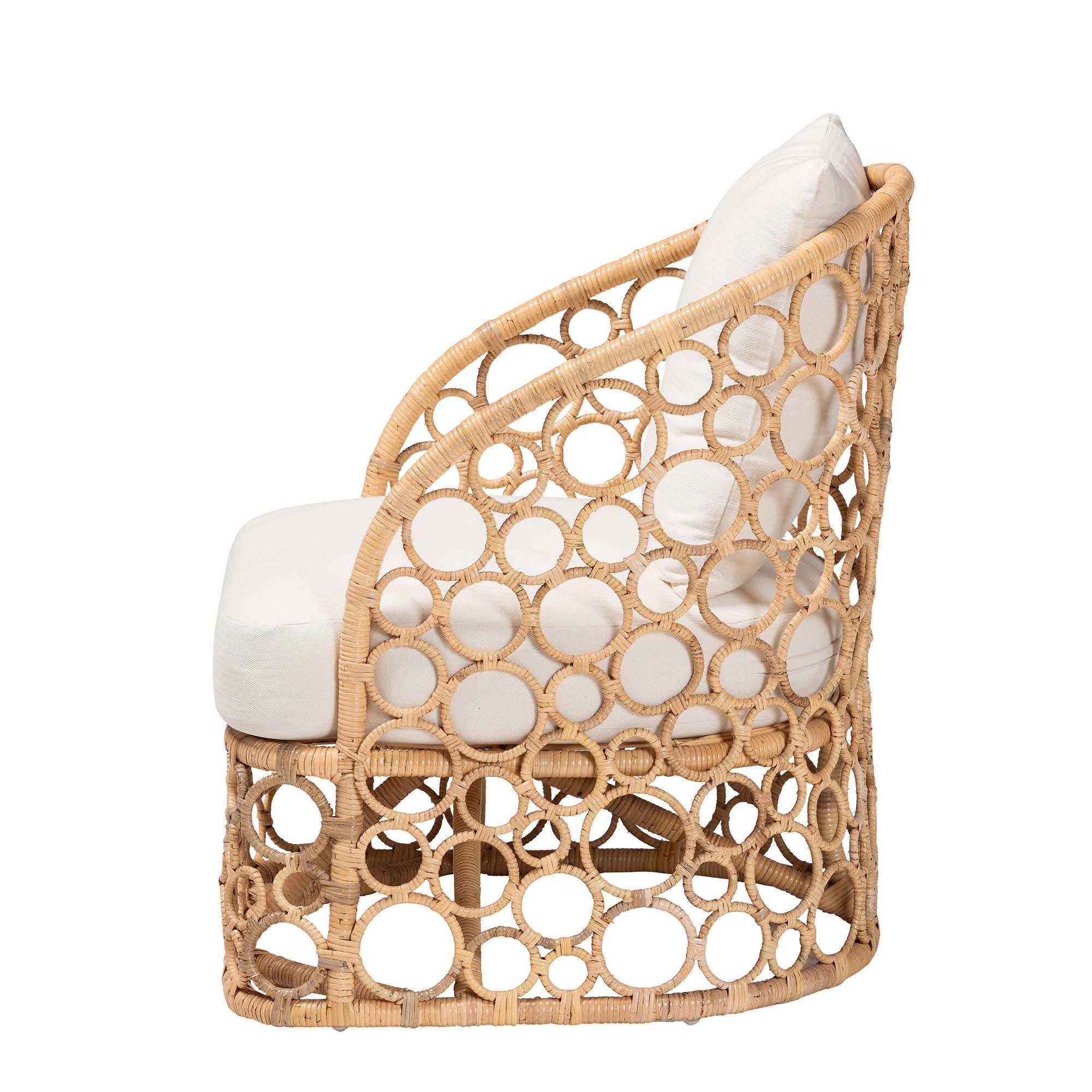 Bali & Pari Prisca Bohemian Light Honey Rattan Accent Chair