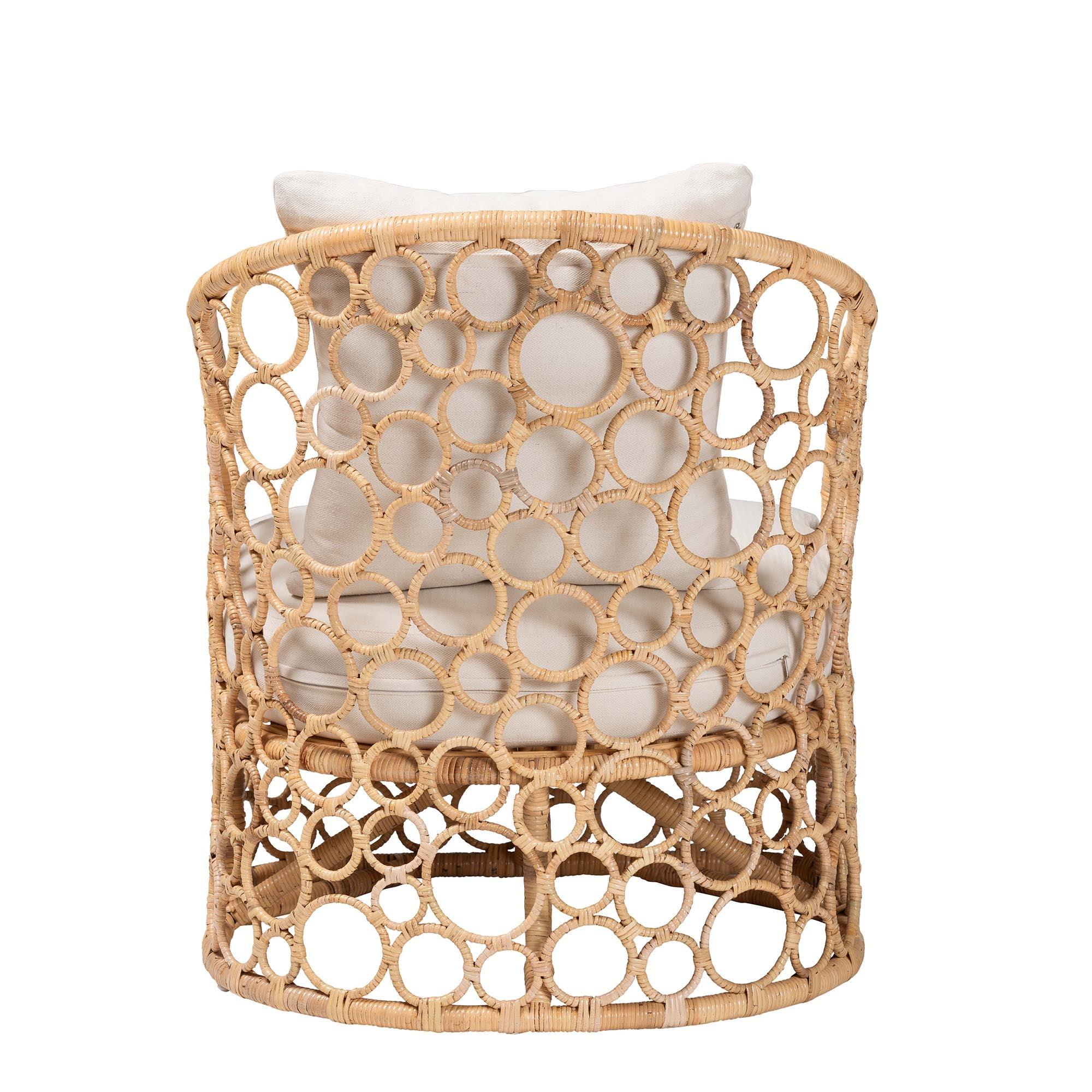 Bali & Pari Prisca Bohemian Light Honey Rattan Accent Chair