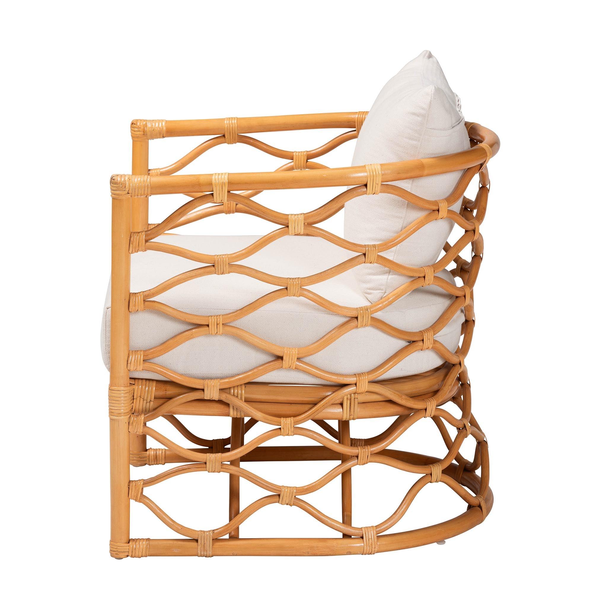 Bali & Pari Acelynn Bohemian Light Honey Rattan Arm Chair