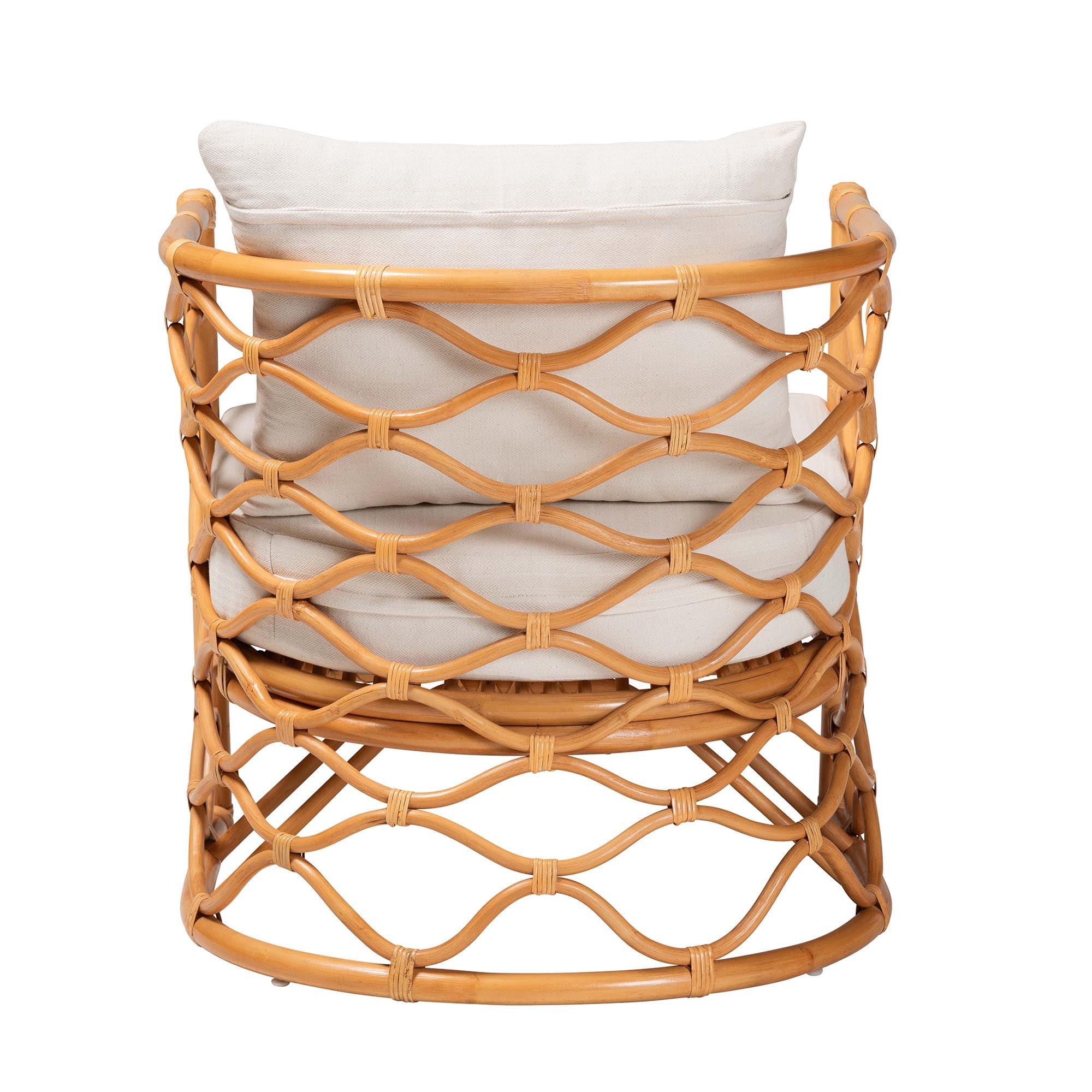 Bali & Pari Acelynn Bohemian Light Honey Rattan Arm Chair