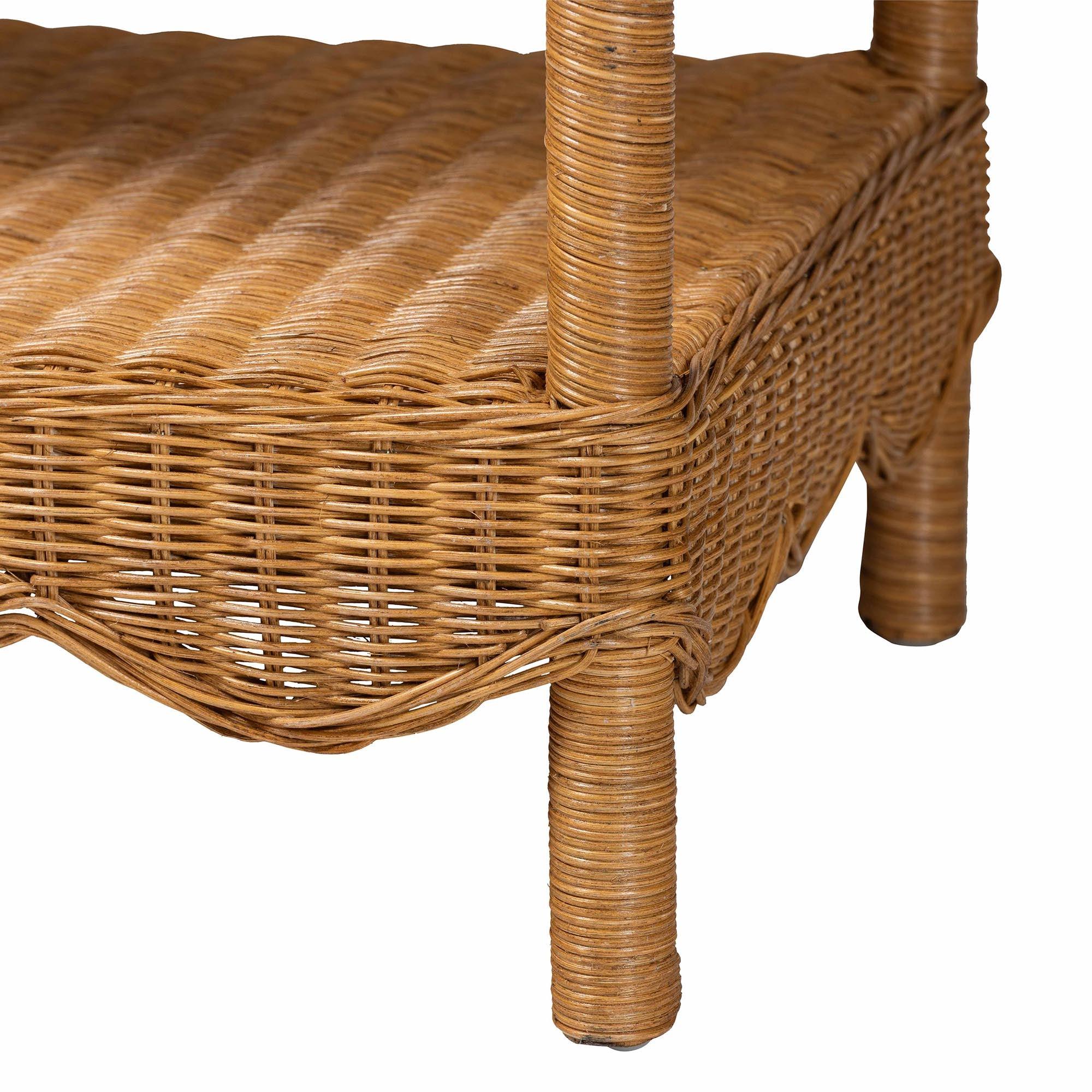 Bali & Pari Oteria Bohemian Light Honey Scalloped Rattan Console Table