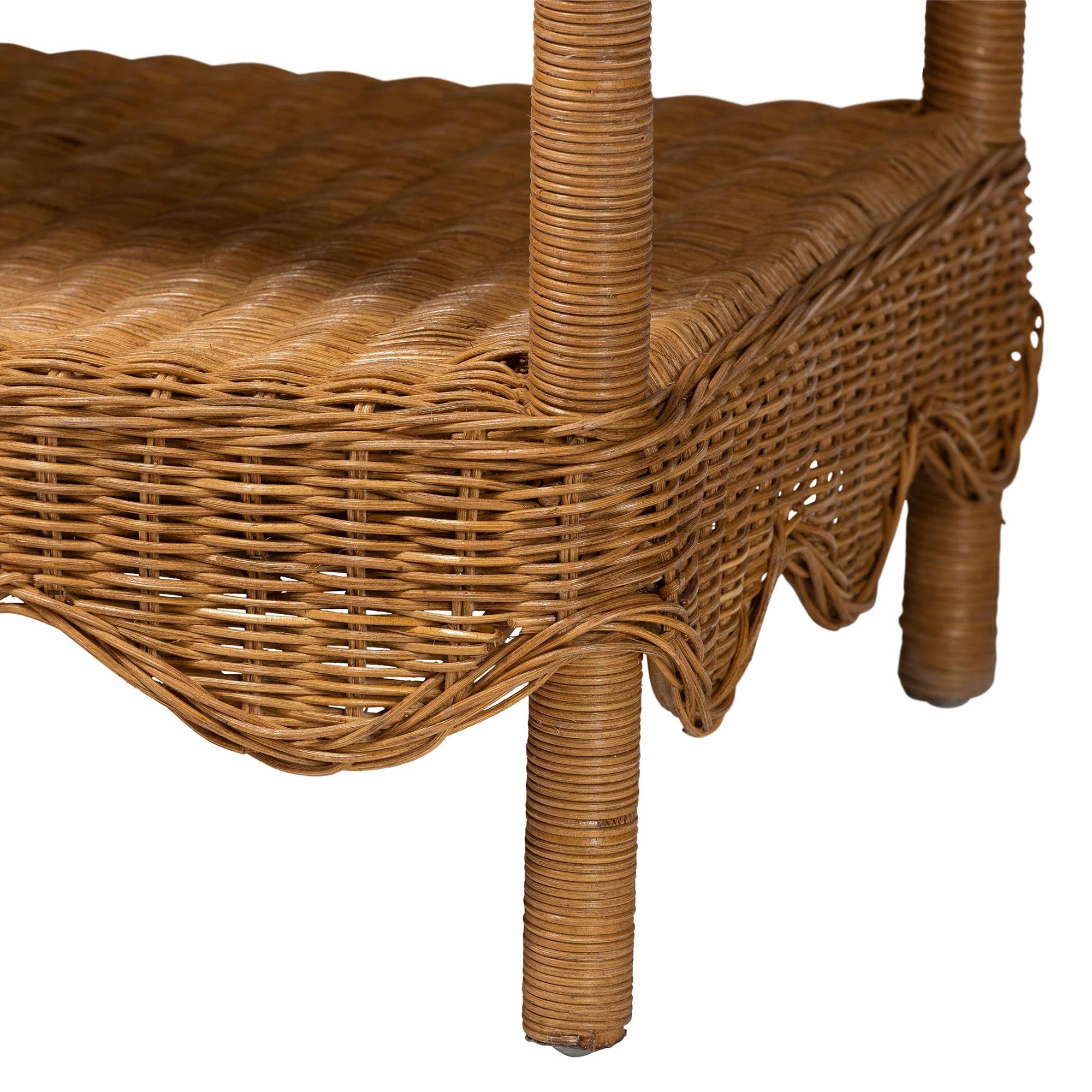 Bali & Pari Oteria Bohemian Light Honey Scalloped Rattan Side Table