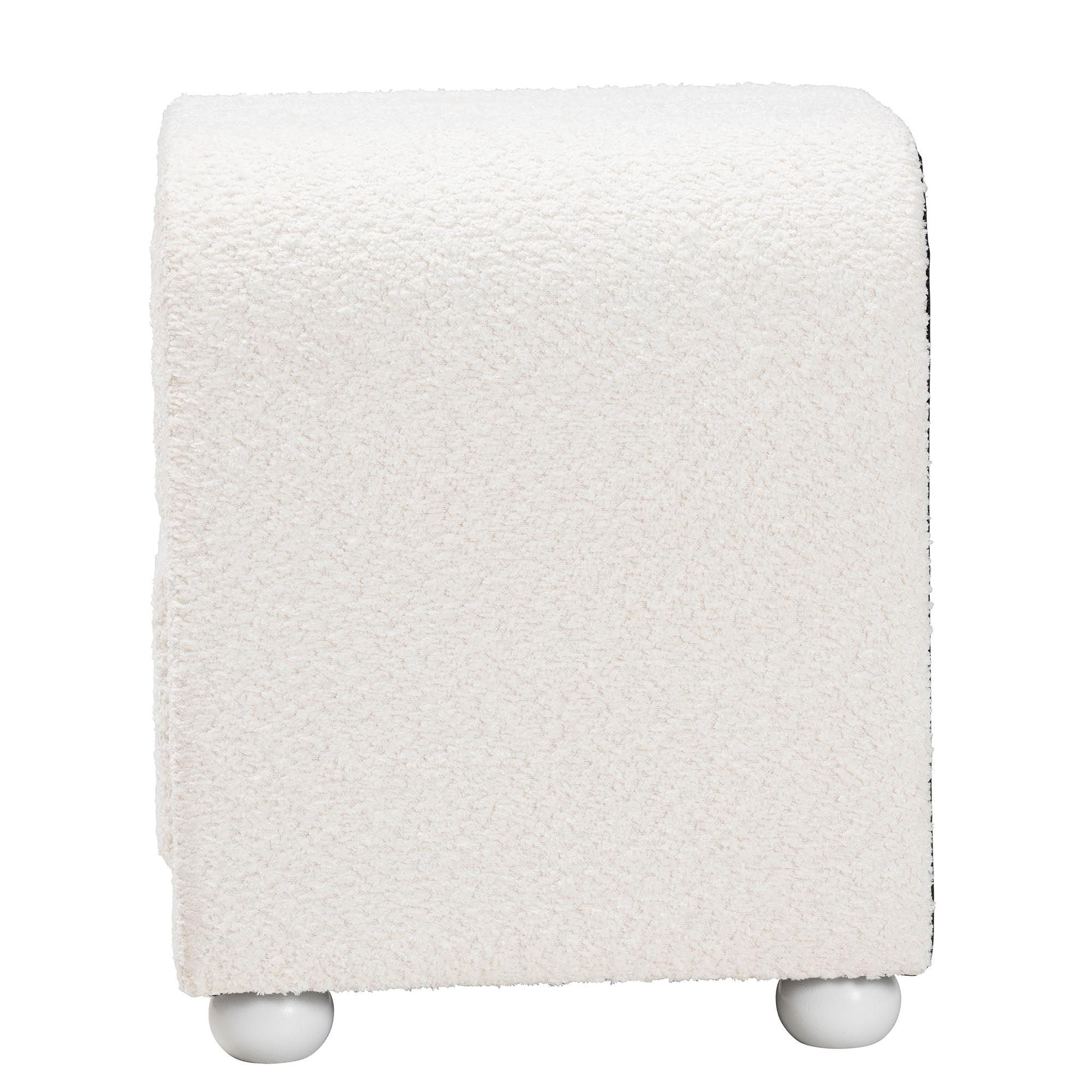 Bonilla Modern Teddy-Bear Fabric and Rubberwood 2-Drawer Nightstand