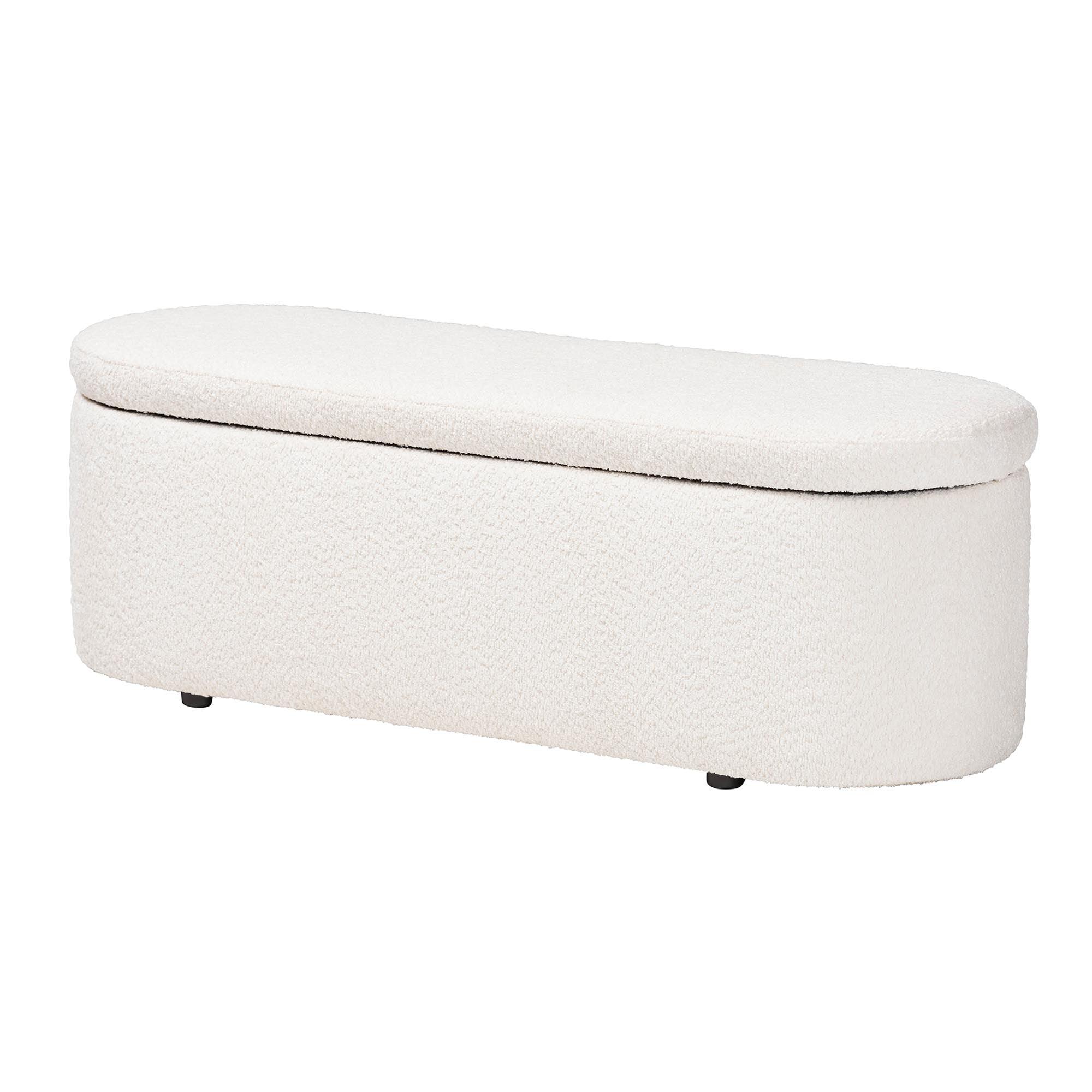 Lavina Modern Teddy-Bear Fabric Storage Bench