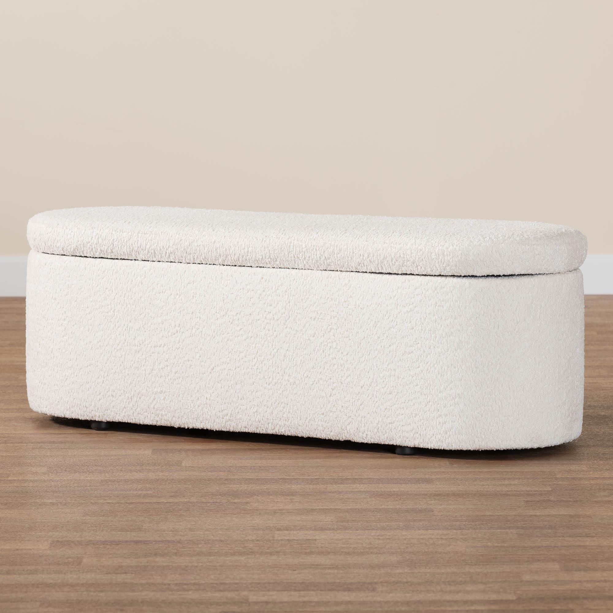 Lavina Modern Teddy-Bear Fabric Storage Bench