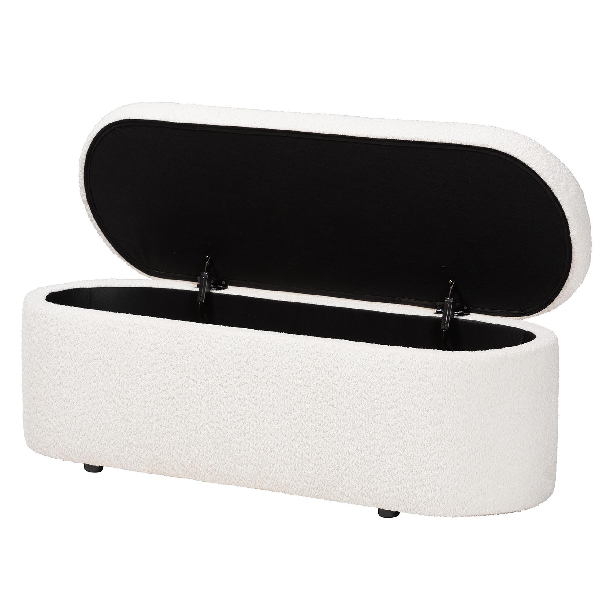Lavina Modern Teddy-Bear Fabric Storage Bench