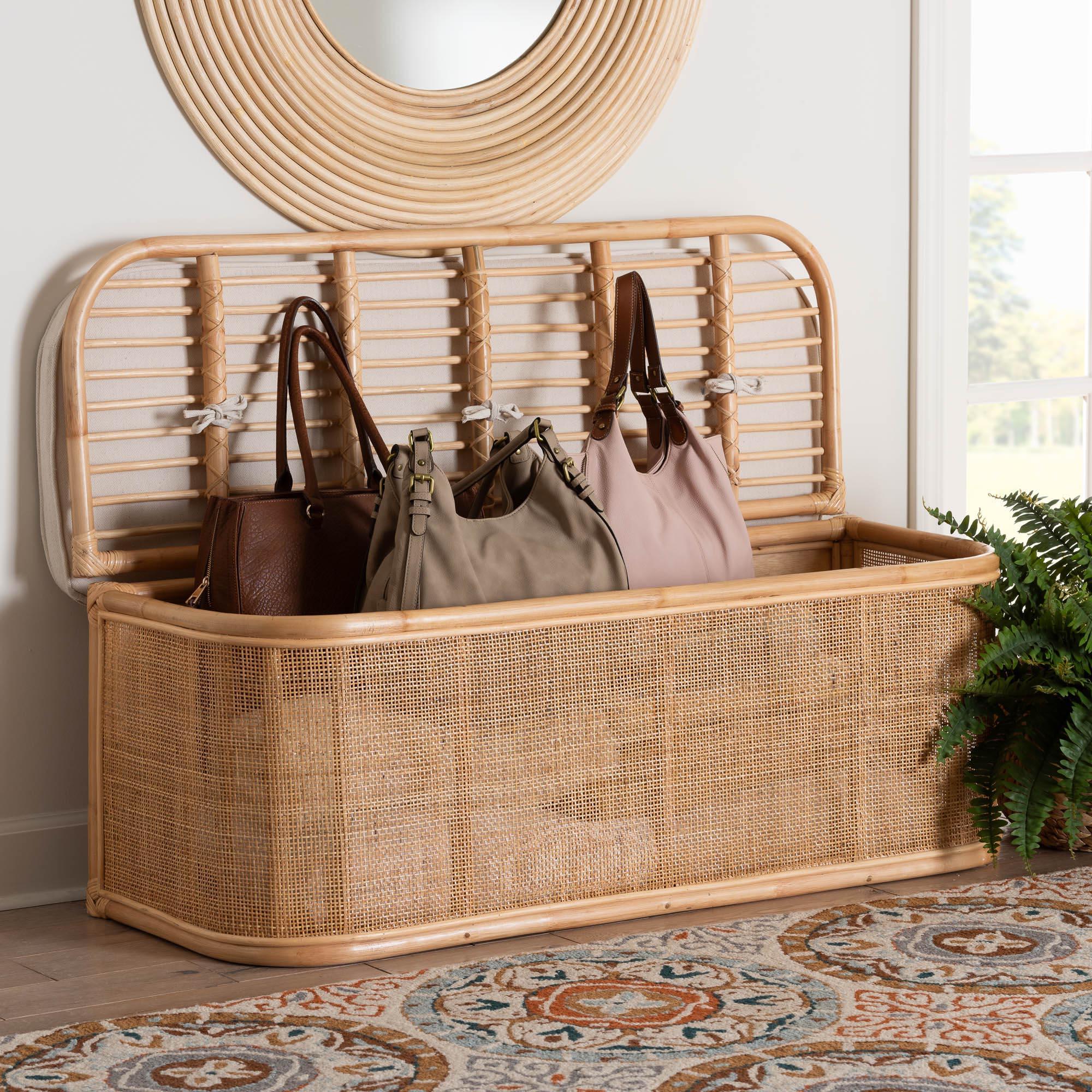 bali & pari Ishana Bohemian Rattan Storage Bench