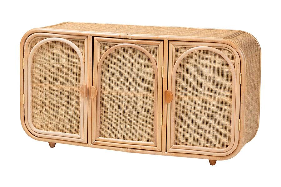 Bali & Pari Evania Bohemian Rattan 3-Door Storage Cabinet