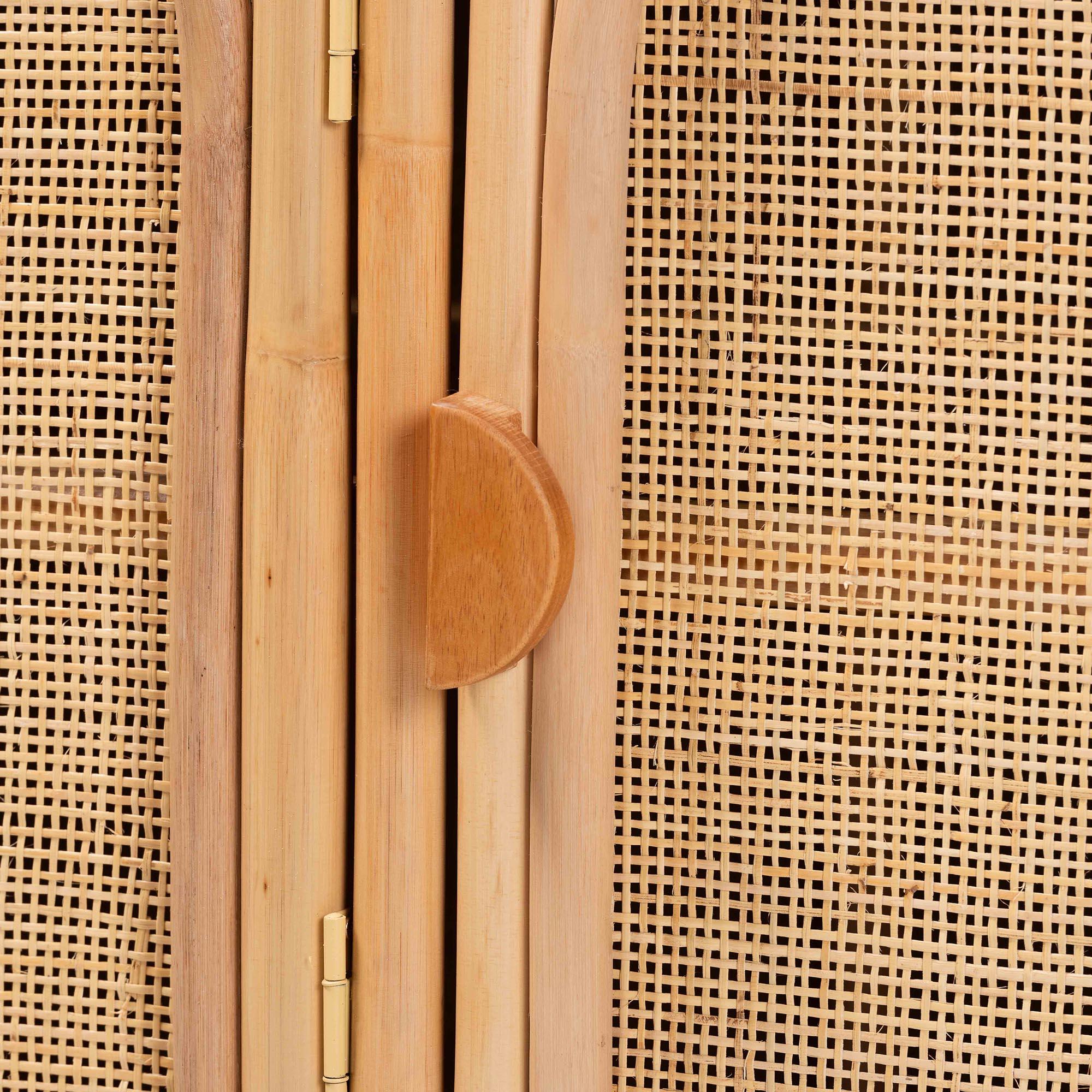Bali & Pari Evania Bohemian Rattan 3-Door Storage Cabinet