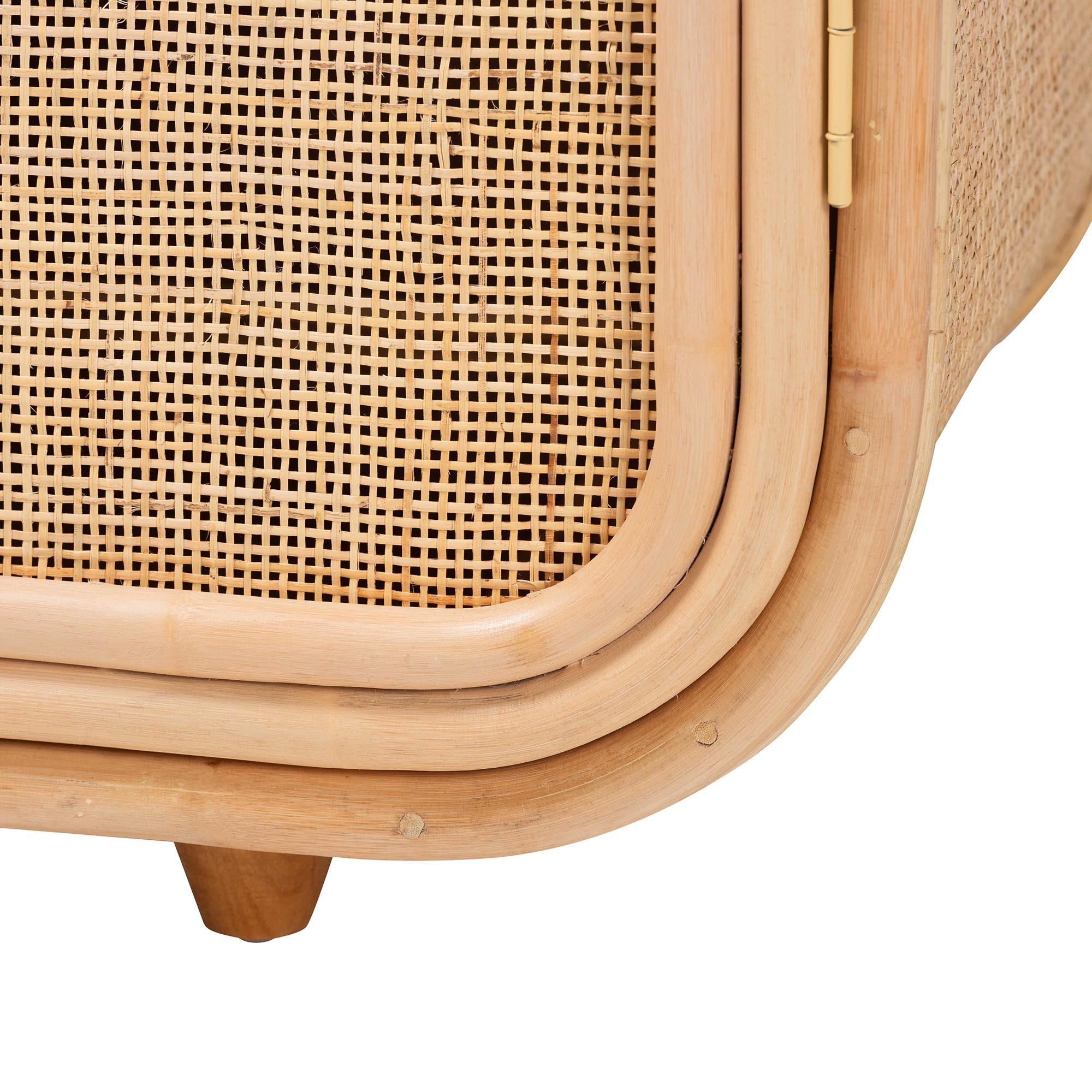 Bali & Pari Evania Bohemian Rattan 3-Door Storage Cabinet