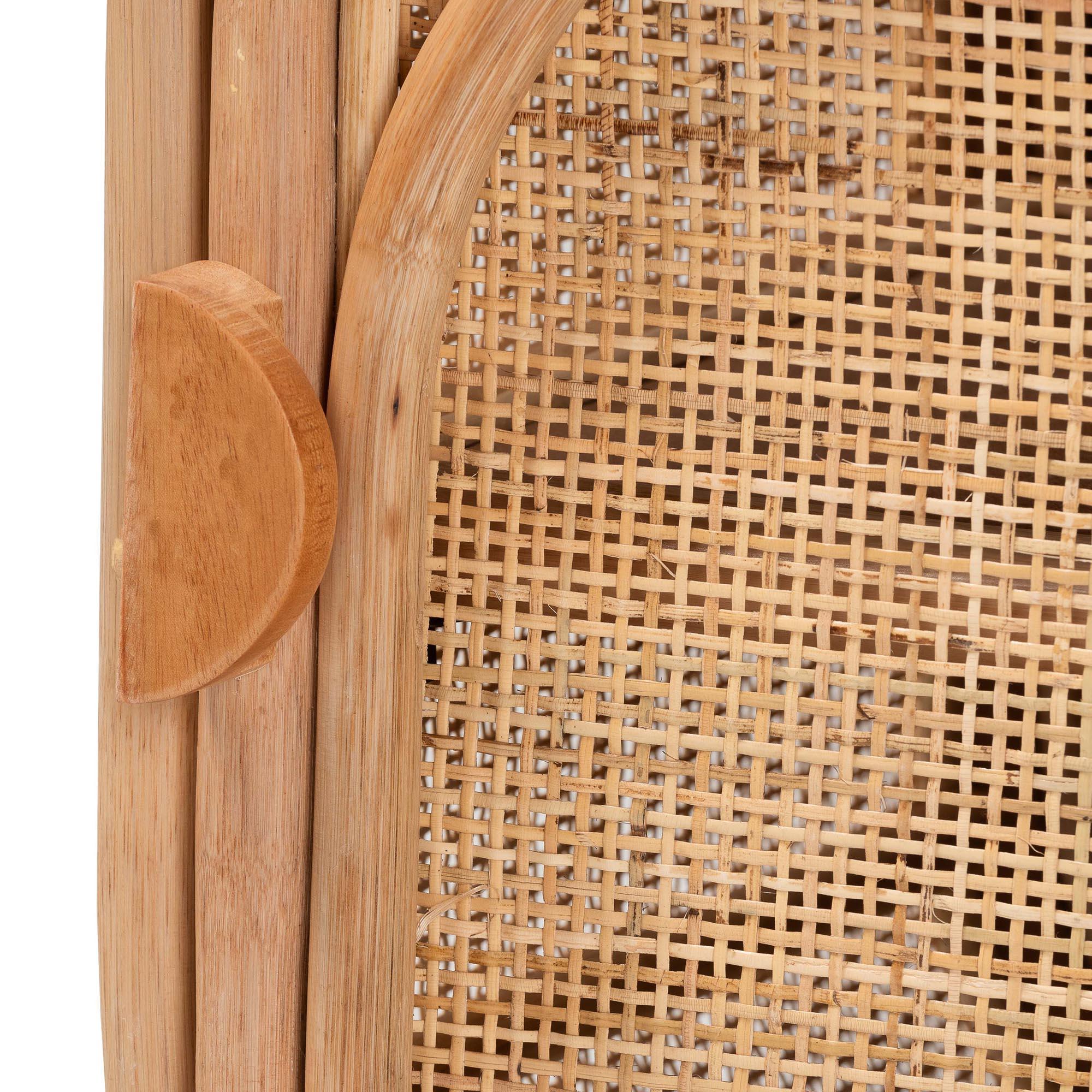 Bali & Pari Keita Bohemian Rattan and Mahogany Wood Nightstand