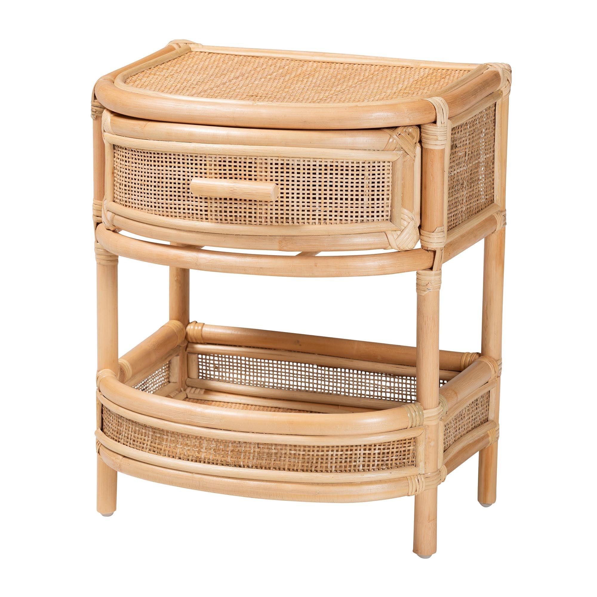 Bali & Pari Divitia Bohemian Rattan 1-Drawer Nightstand