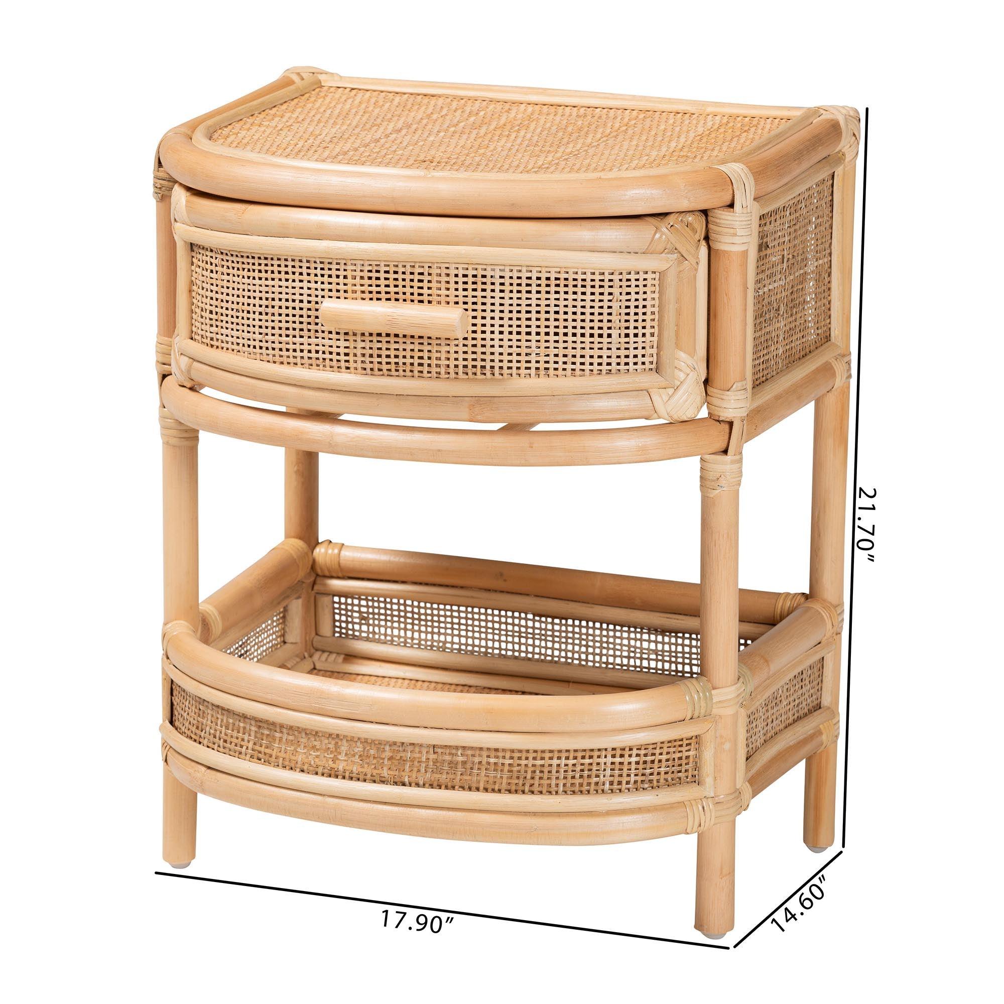 Bali & Pari Divitia Bohemian Rattan 1-Drawer Nightstand