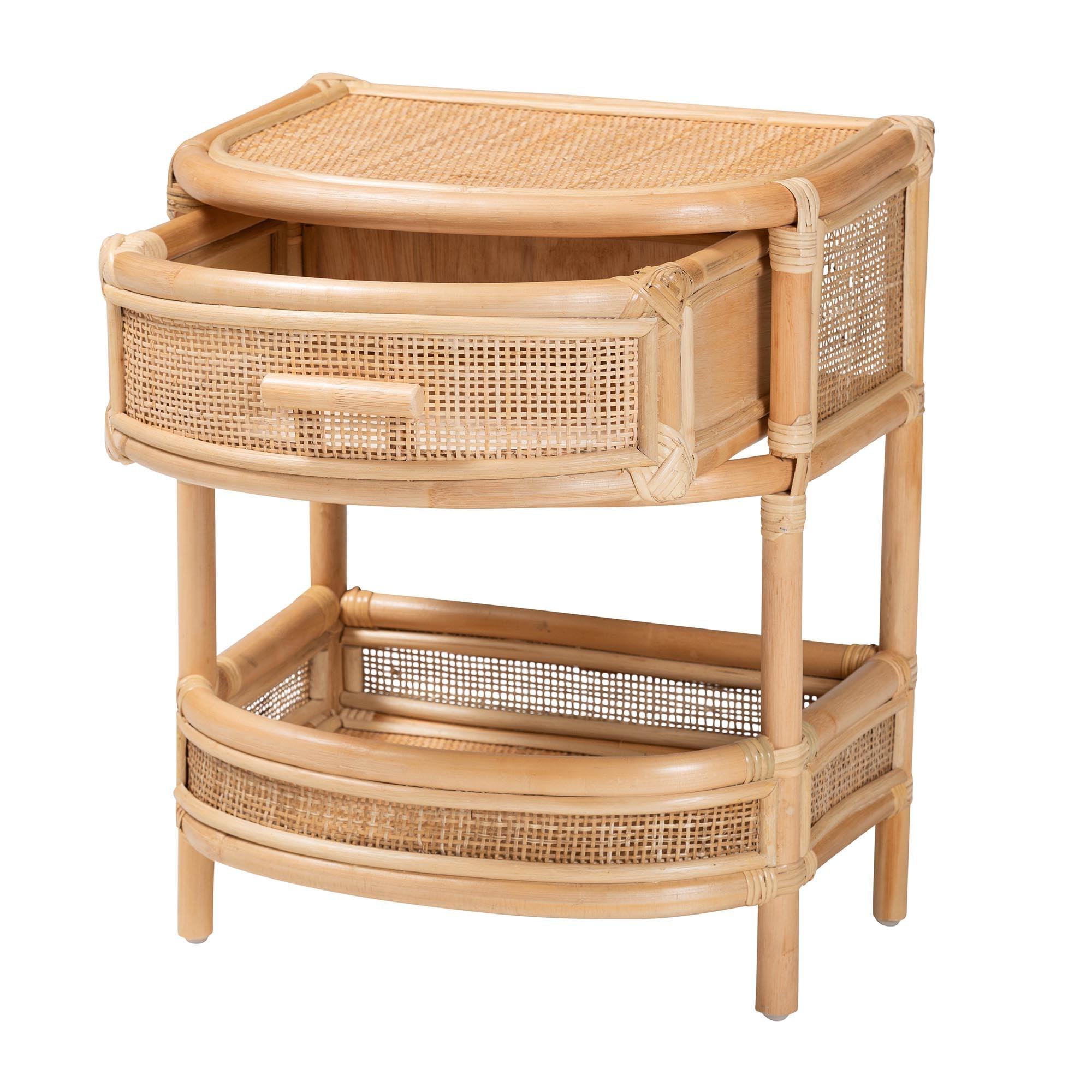 Bali & Pari Divitia Bohemian Rattan 1-Drawer Nightstand