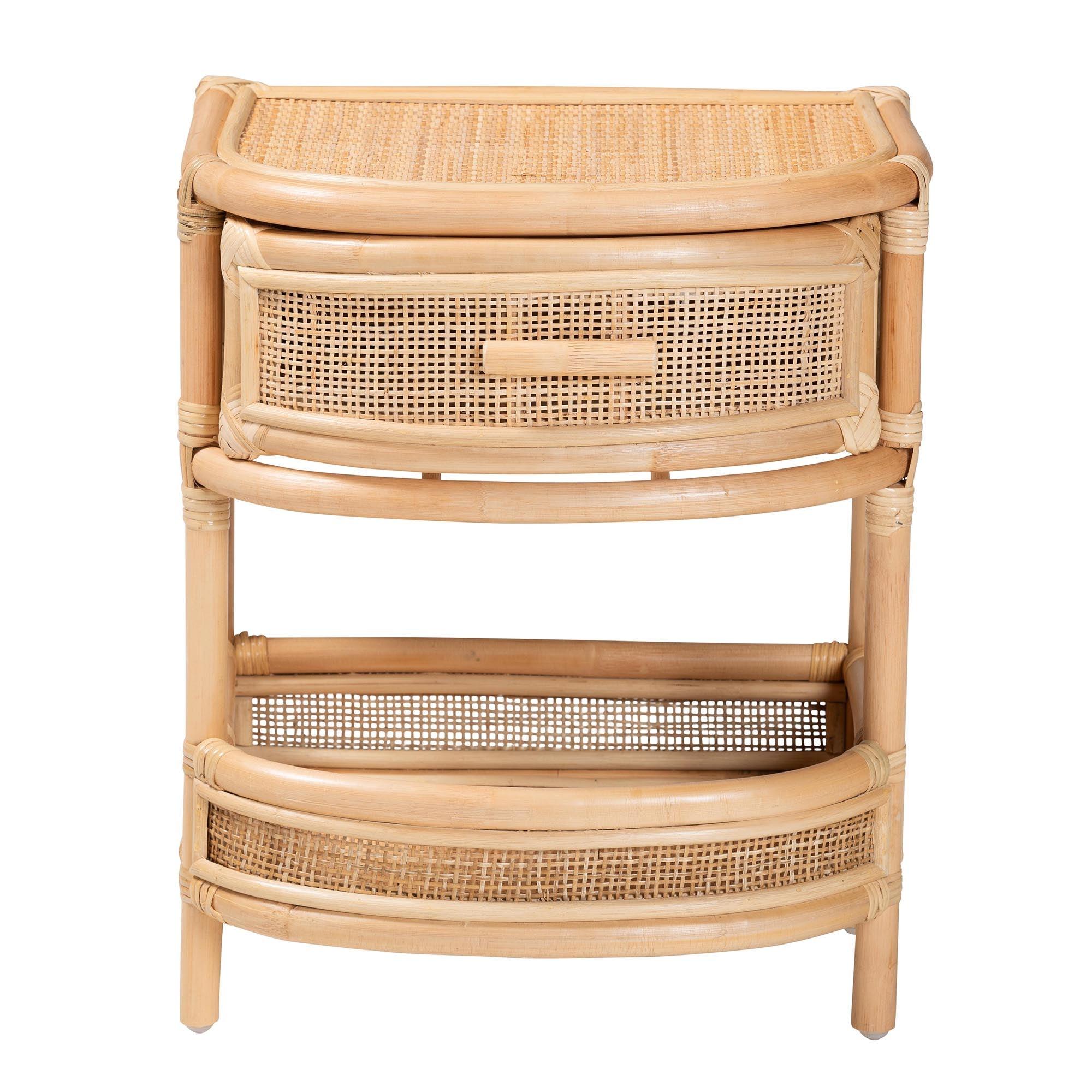 Bali & Pari Divitia Bohemian Rattan 1-Drawer Nightstand