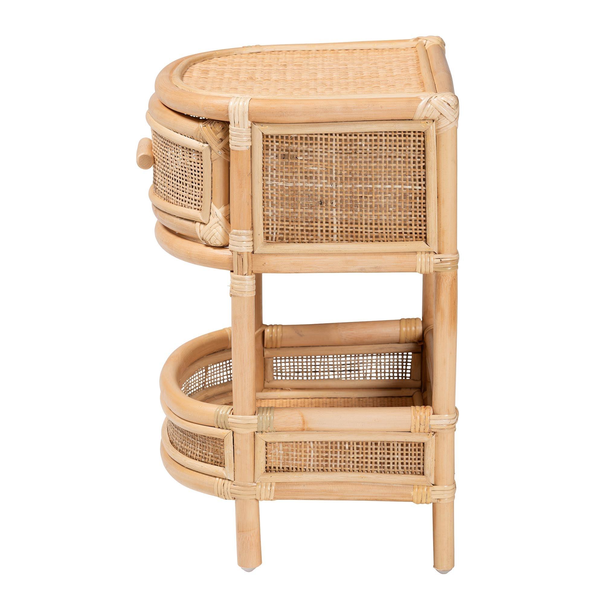Bali & Pari Divitia Bohemian Rattan 1-Drawer Nightstand