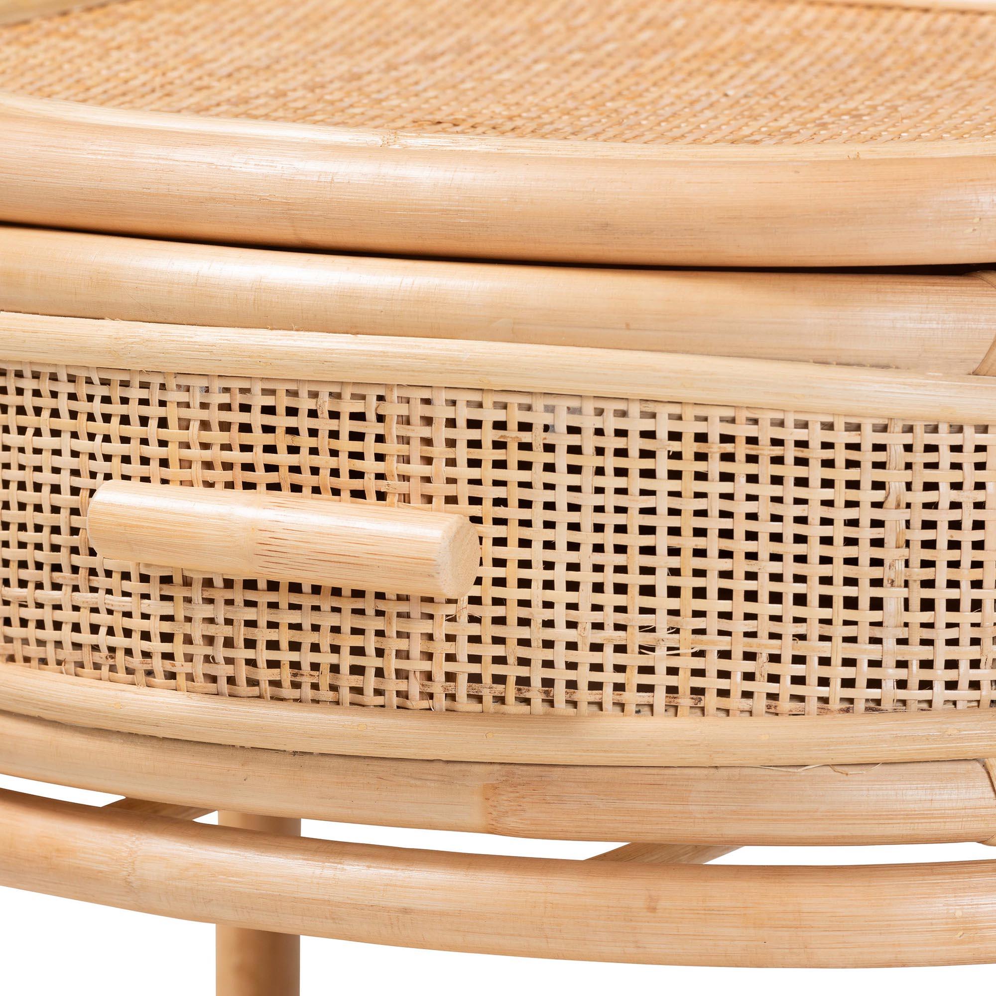 Bali & Pari Divitia Bohemian Rattan 1-Drawer Nightstand