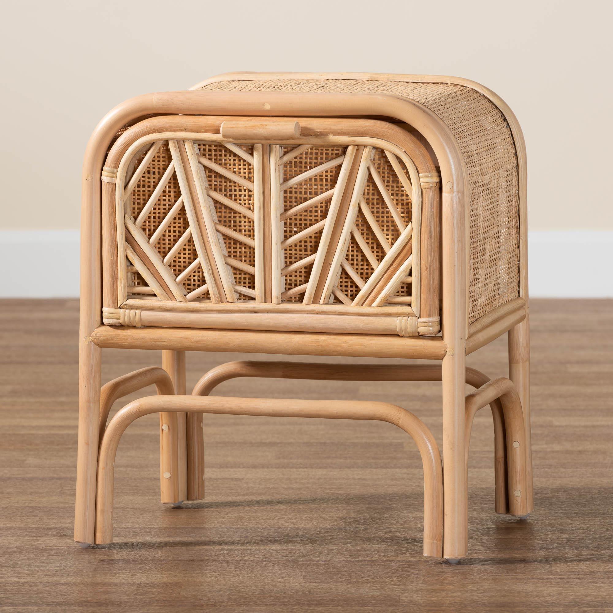 bali & pari Carabella Bohemian Rattan 1-Drawer Nightstand