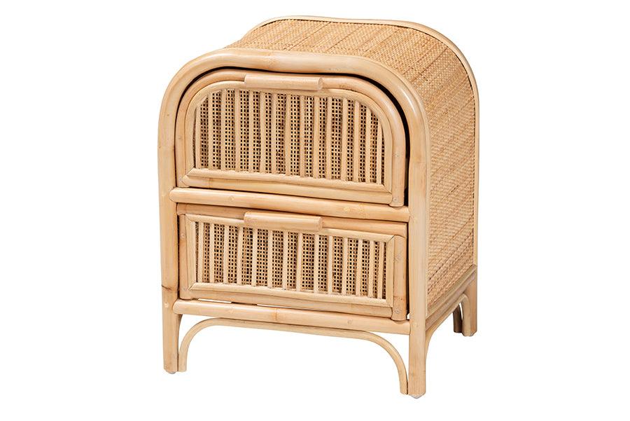 Bali & Pari Adrika Bohemian Rattan 2-Drawer Nightstand