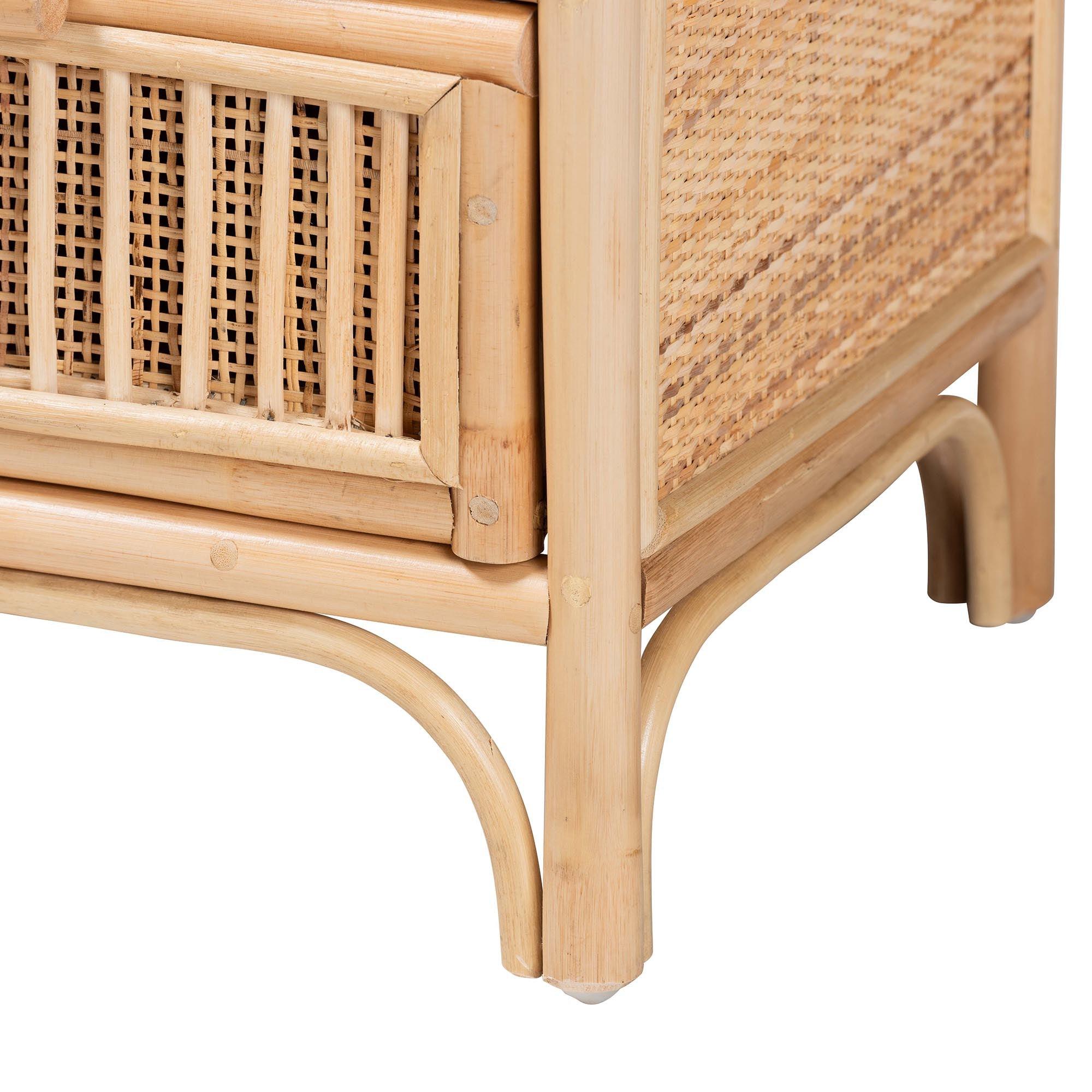 Bali & Pari Adrika Bohemian Rattan 2-Drawer Nightstand