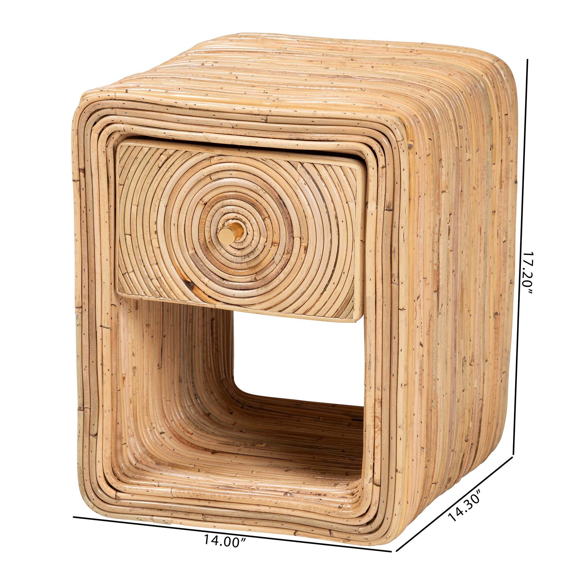 Bali & Pari Rosina Bohemian Rattan 1-Drawer Nightstand