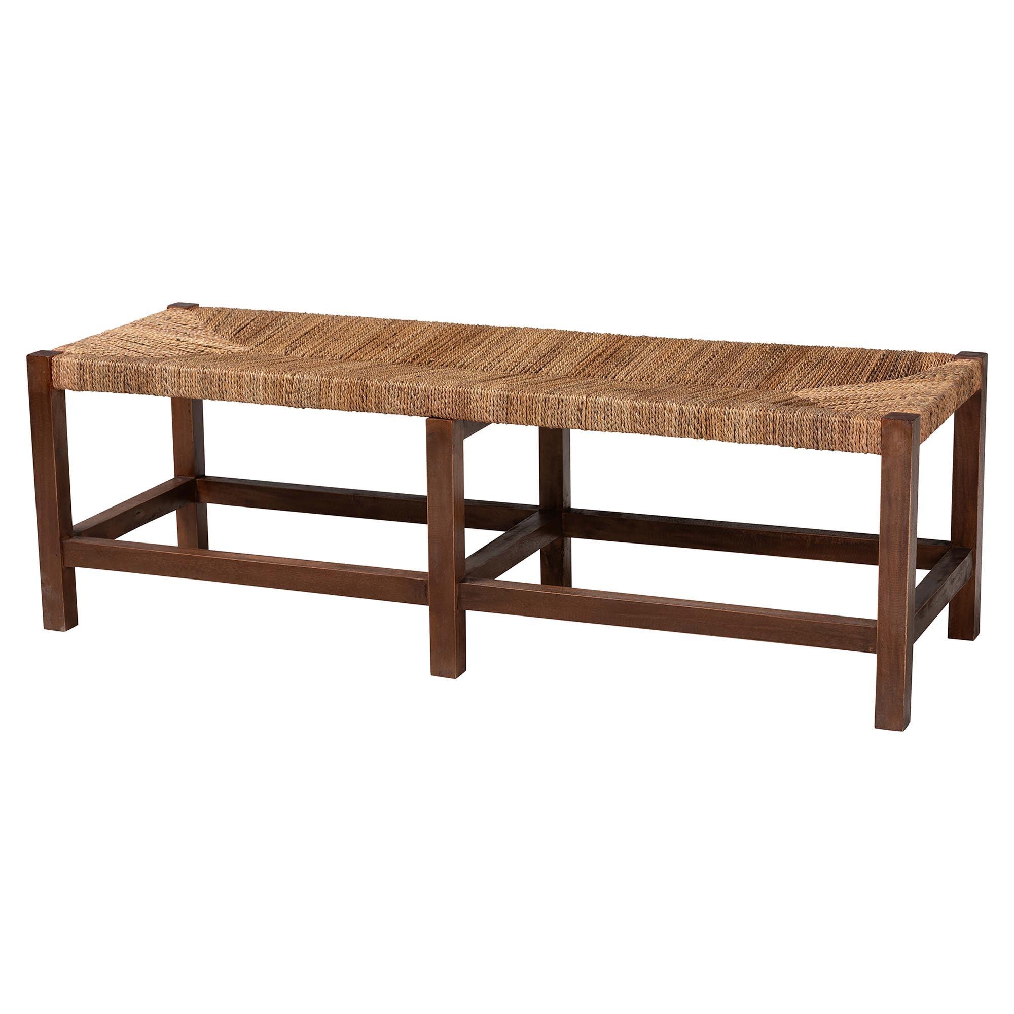 Bali & Pari Liza Bohemian Seagrass and Wood Accent Bench