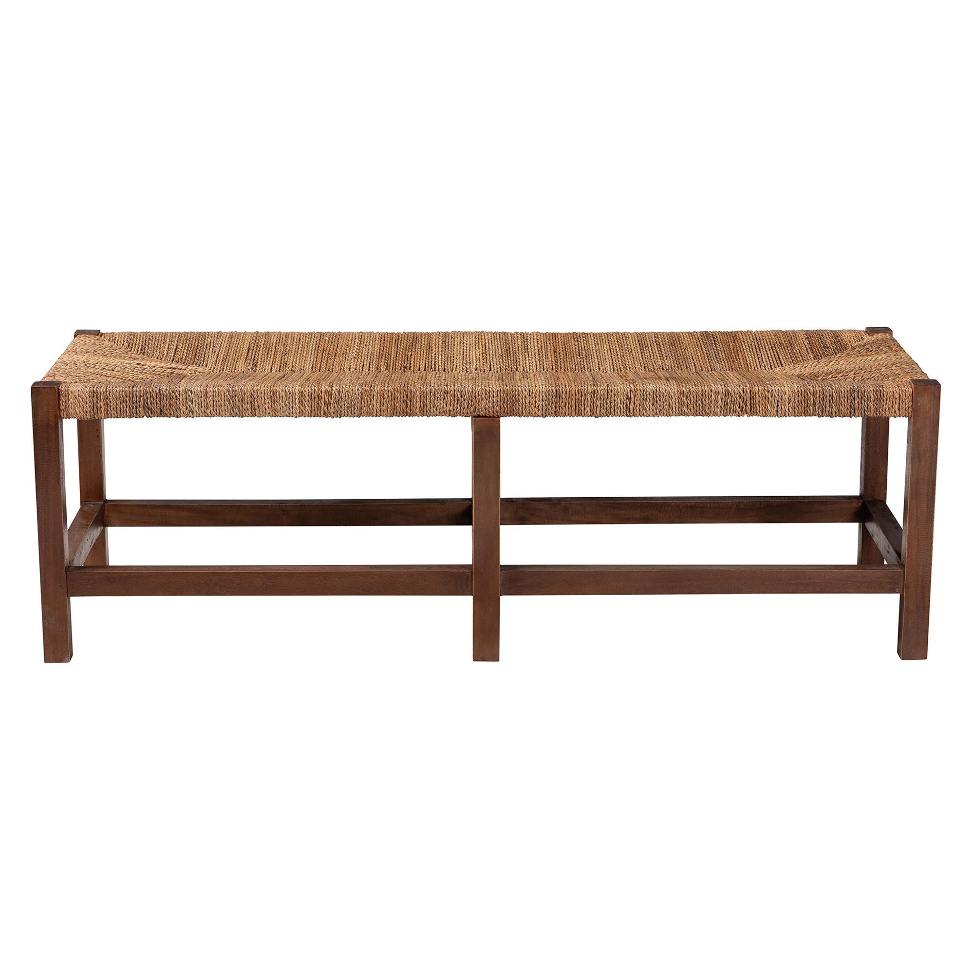 Bali & Pari Liza Bohemian Seagrass and Wood Accent Bench