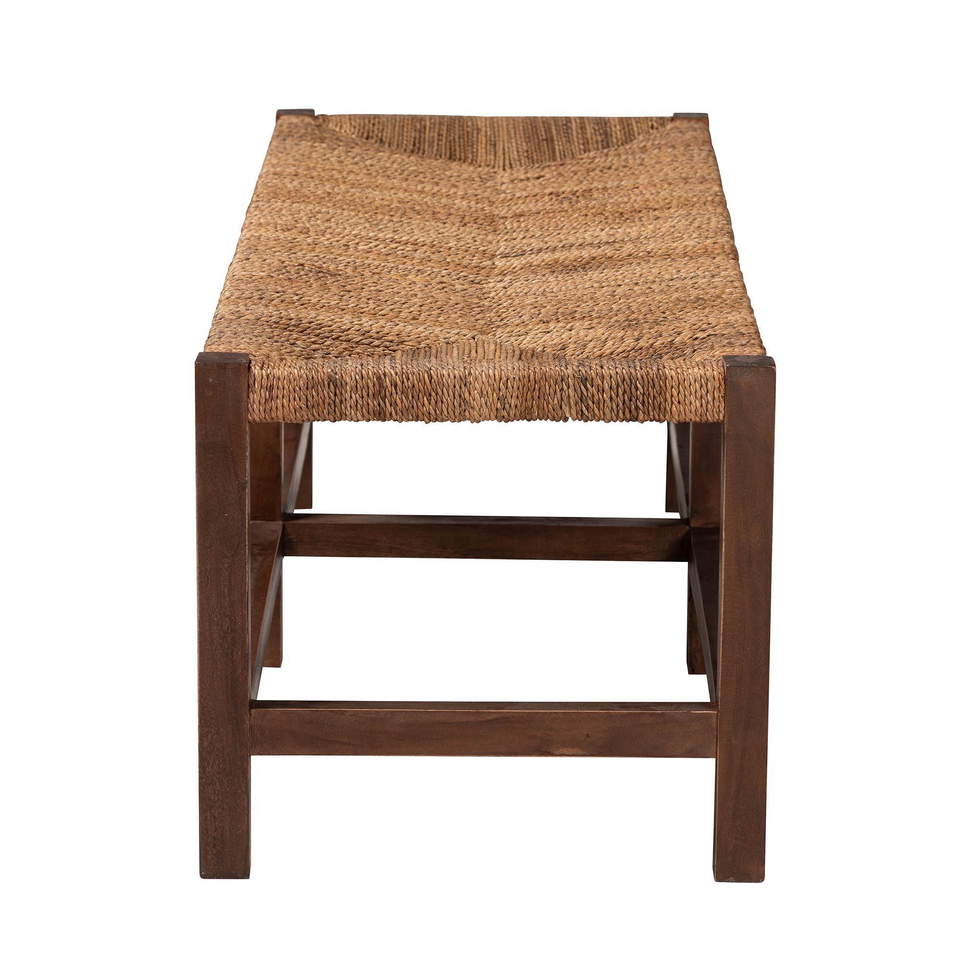 Bali & Pari Liza Bohemian Seagrass and Wood Accent Bench