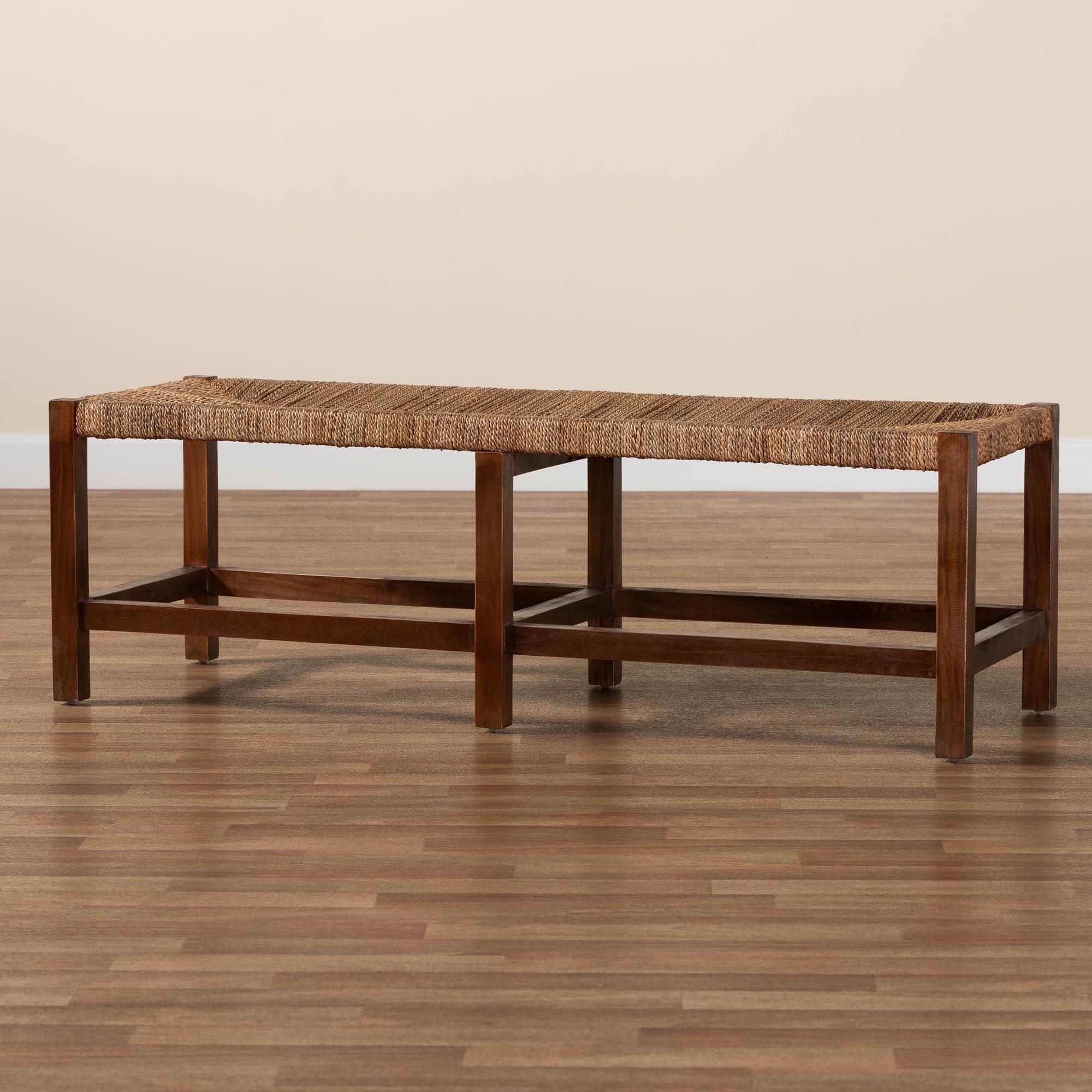 bali & pari Liza Bohemian Seagrass and Wood Accent Bench