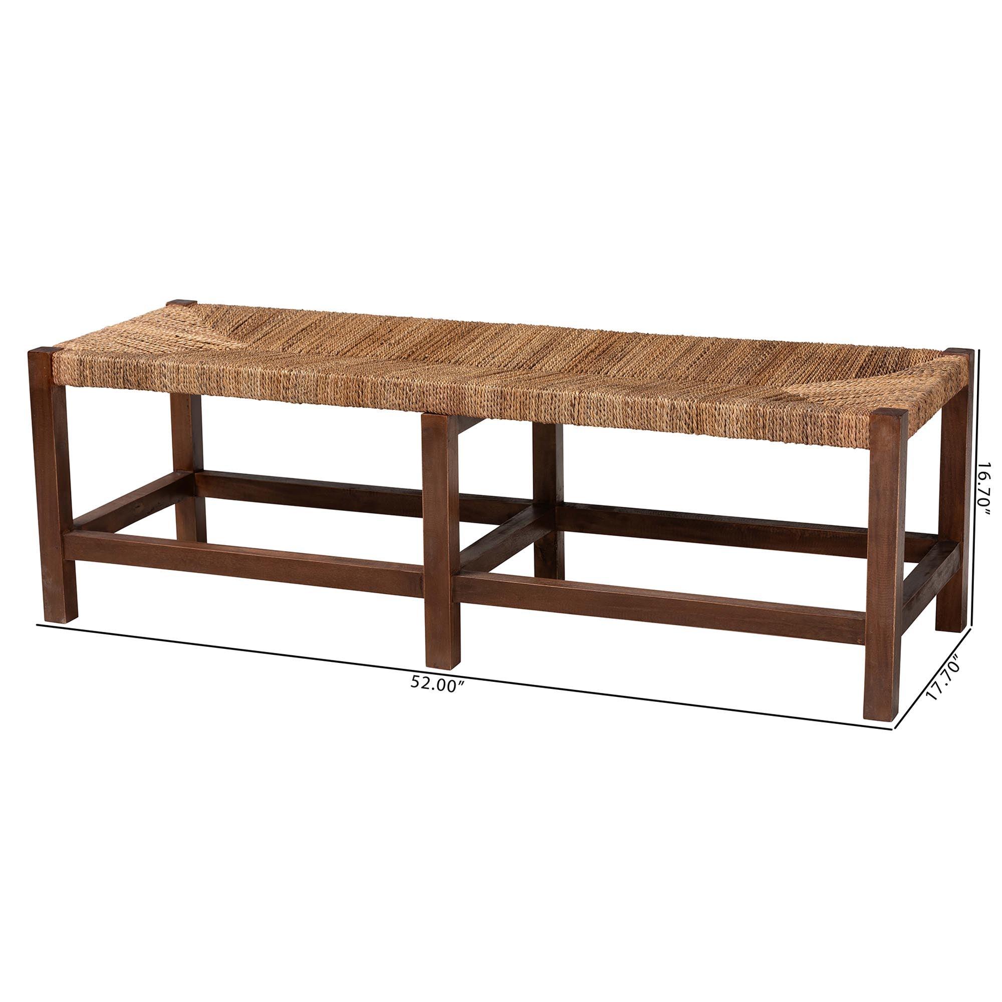 Bali & Pari Liza Bohemian Seagrass and Wood Accent Bench