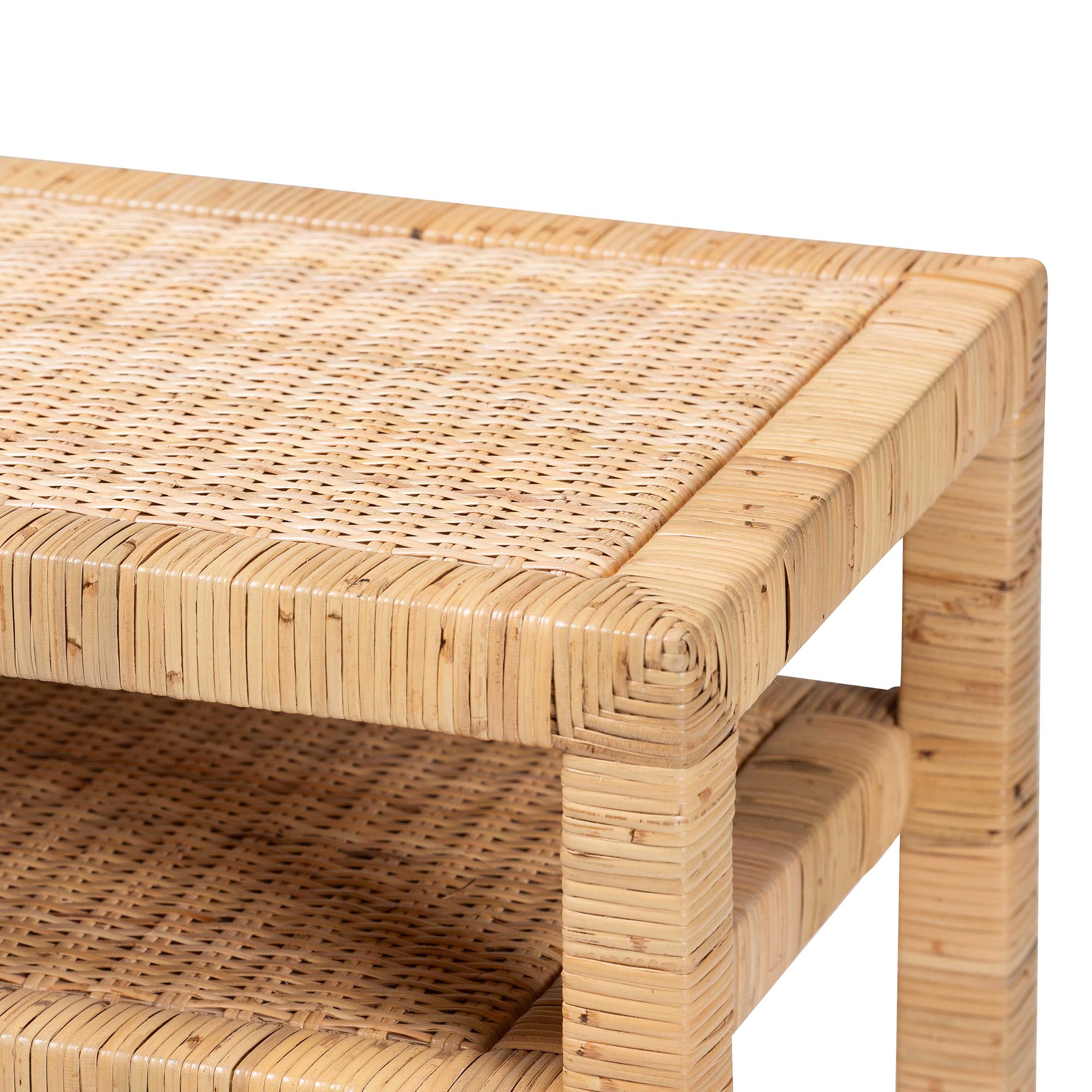 Bali & Pari Kalimantan Bohemian Light Honey Rattan and Acacia Wood Console Table