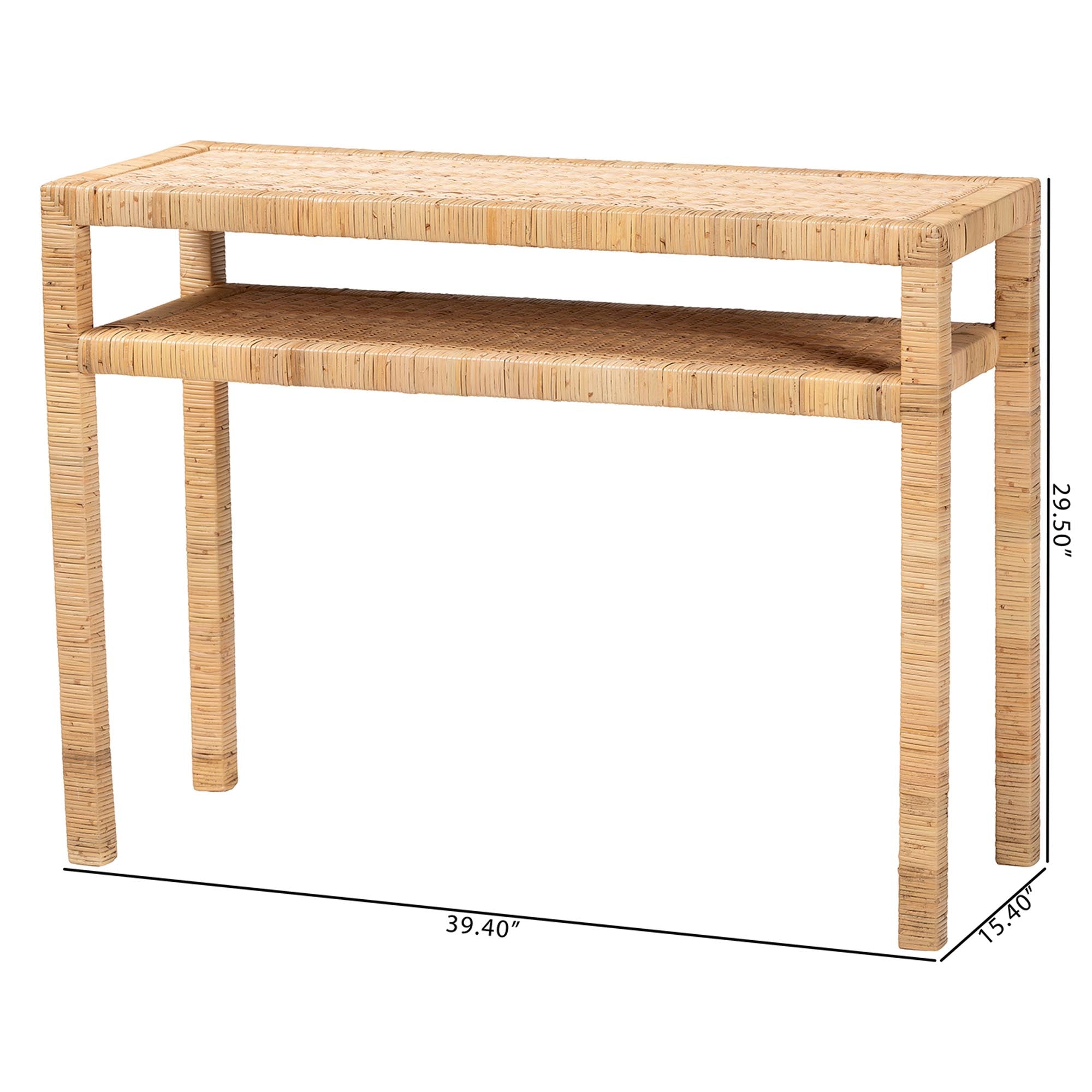 Bali & Pari Kalimantan Bohemian Light Honey Rattan and Acacia Wood Console Table