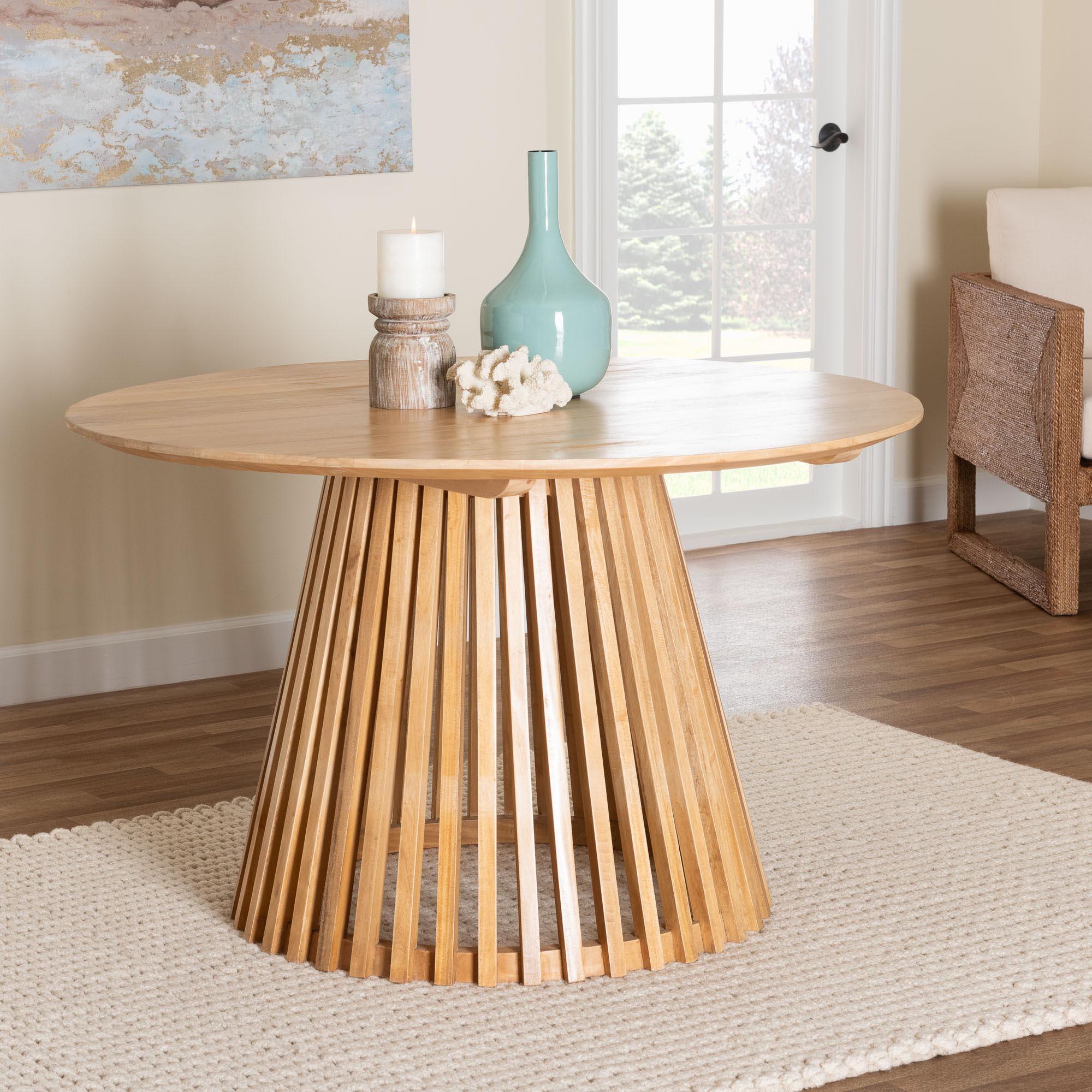 bali & pari Caribic Modern Slatted Acacia Wood Dining Table
