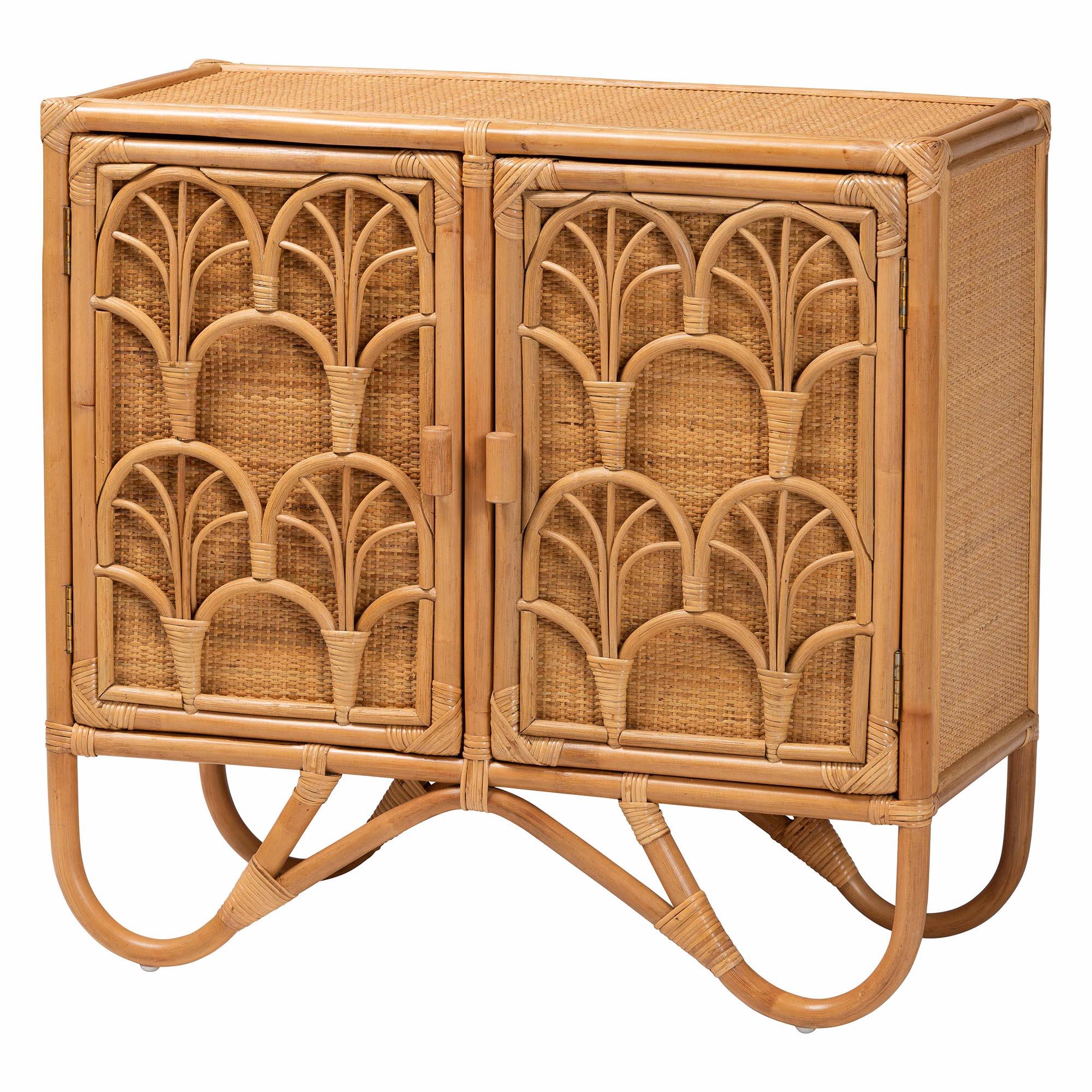 Bali & Pari Baylor Bohemian Light Honey Rattan Storage Cabinet