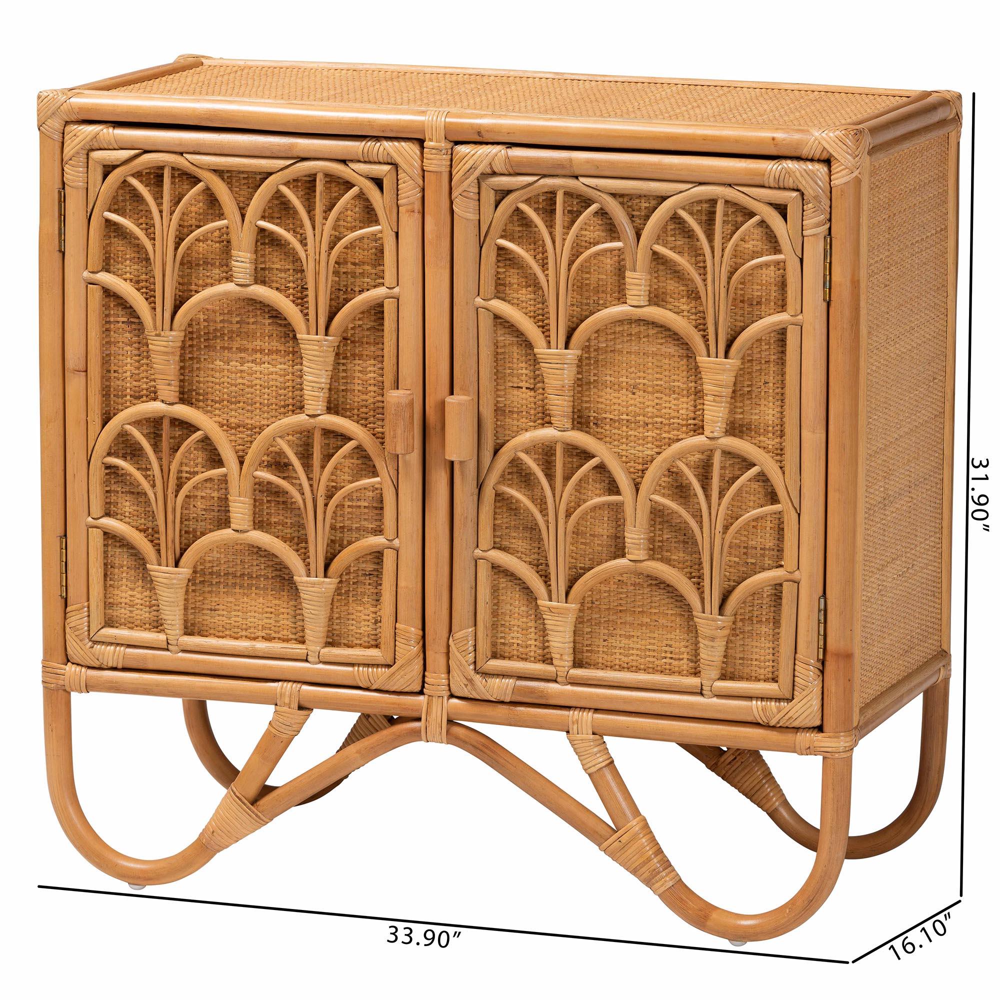 Bali & Pari Baylor Bohemian Light Honey Rattan Storage Cabinet