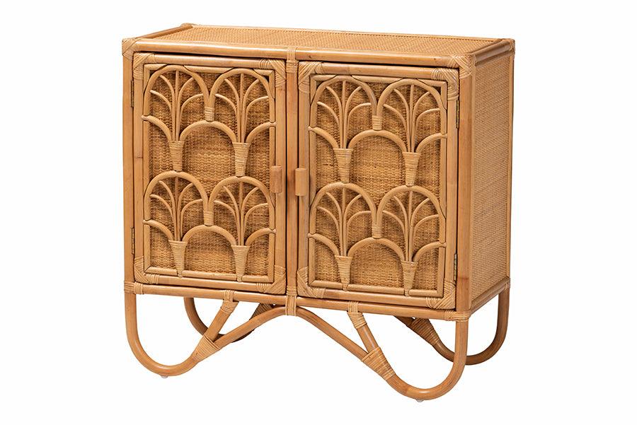 Bali & Pari Baylor Bohemian Light Honey Rattan Storage Cabinet