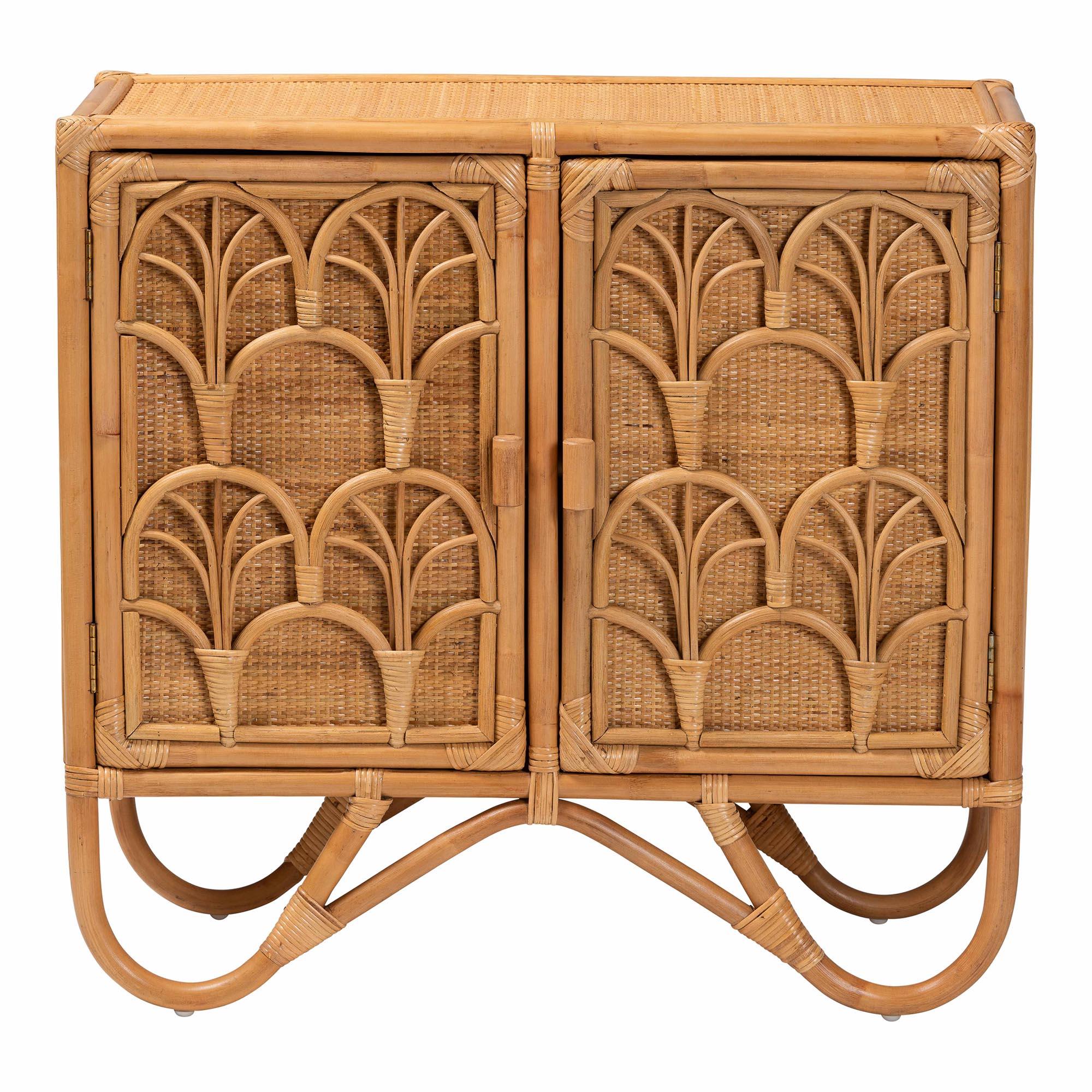 Bali & Pari Baylor Bohemian Light Honey Rattan Storage Cabinet