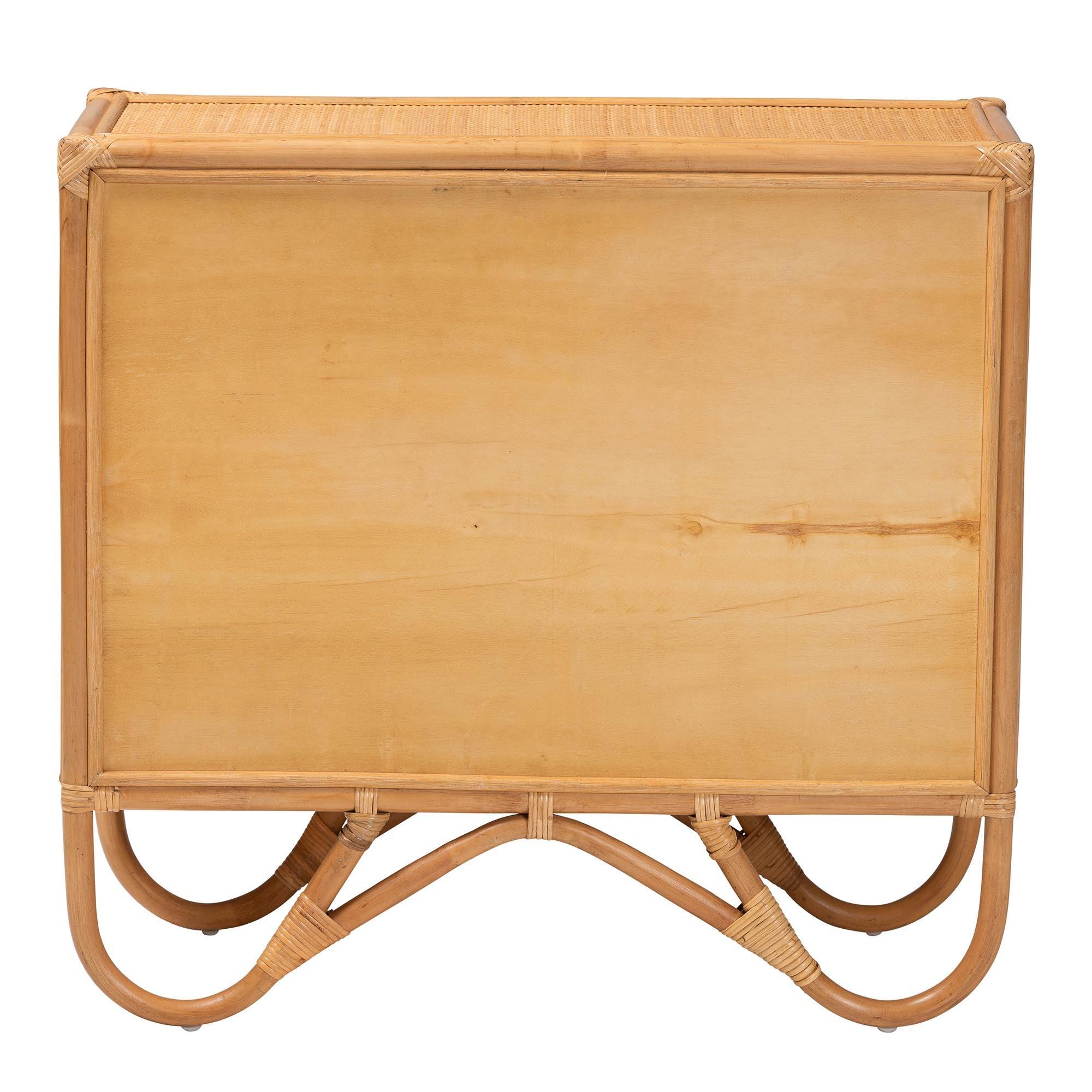 Bali & Pari Baylor Bohemian Light Honey Rattan Storage Cabinet