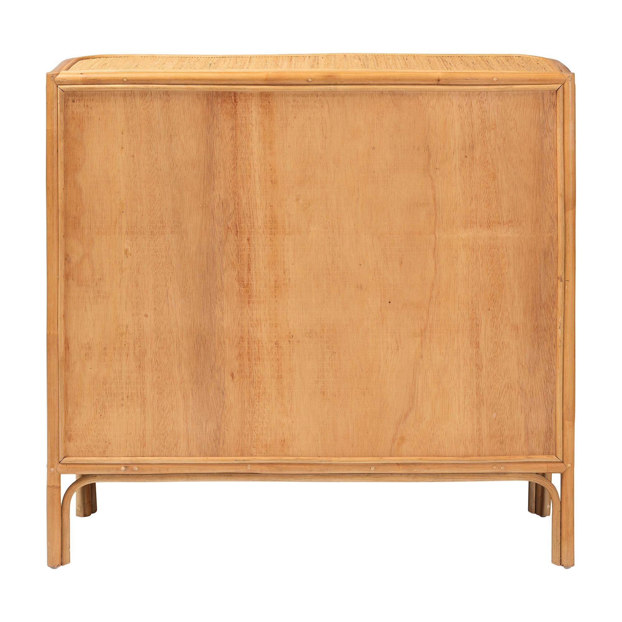 Bali & Pari Radenza Bohemian Light Honey Rattan 3-Drawer Storage Cabinet