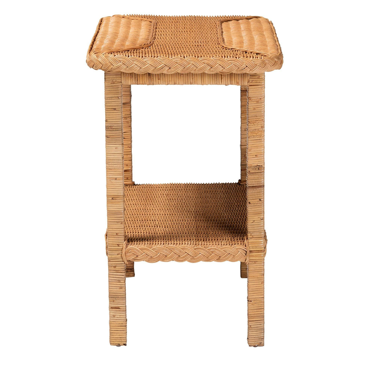 Bali & Pari Minahasa Bohemian Light Honey Braided Rattan Side Table