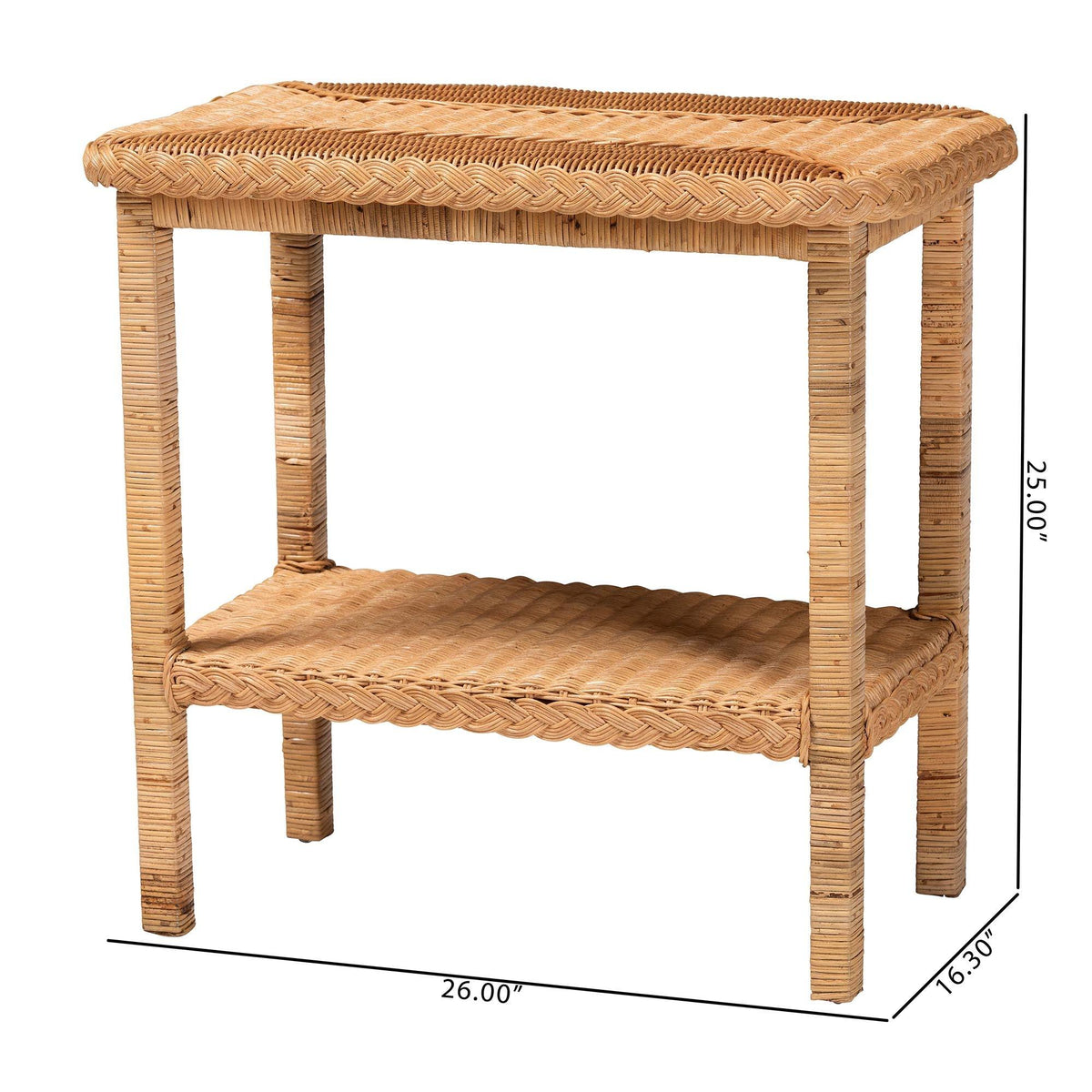 Bali & Pari Minahasa Bohemian Light Honey Braided Rattan Side Table