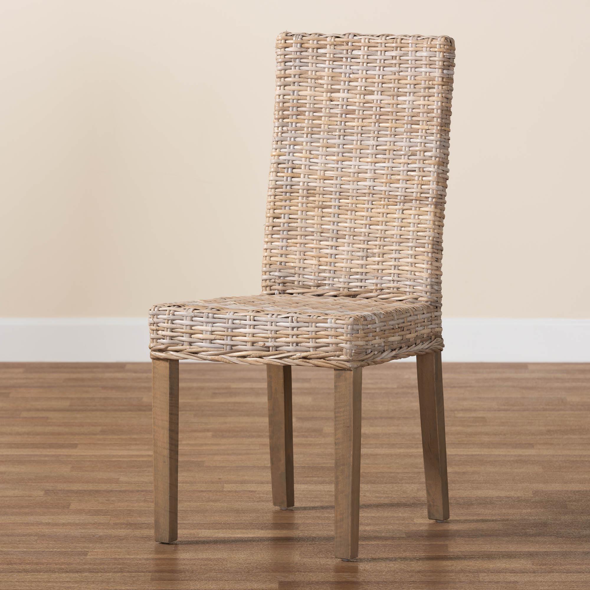 bali & pari Nevina Bohemian Kubu Rattan and Mango Wood Dining Chair