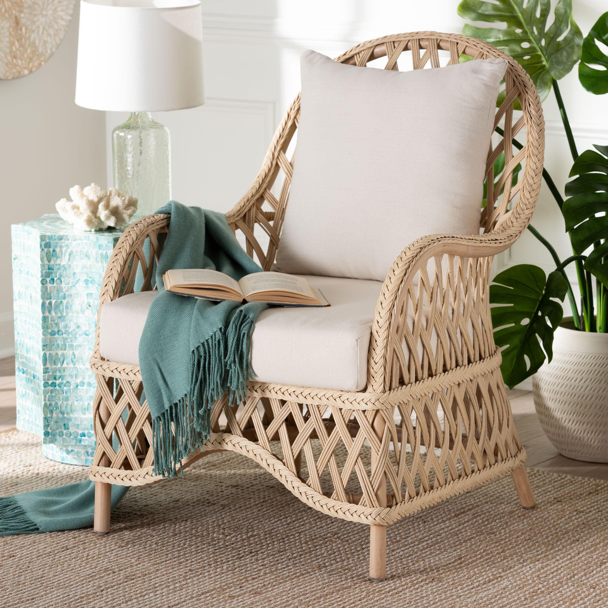 bali & pari Florence Bohemian Braided Rattan Arm Chair