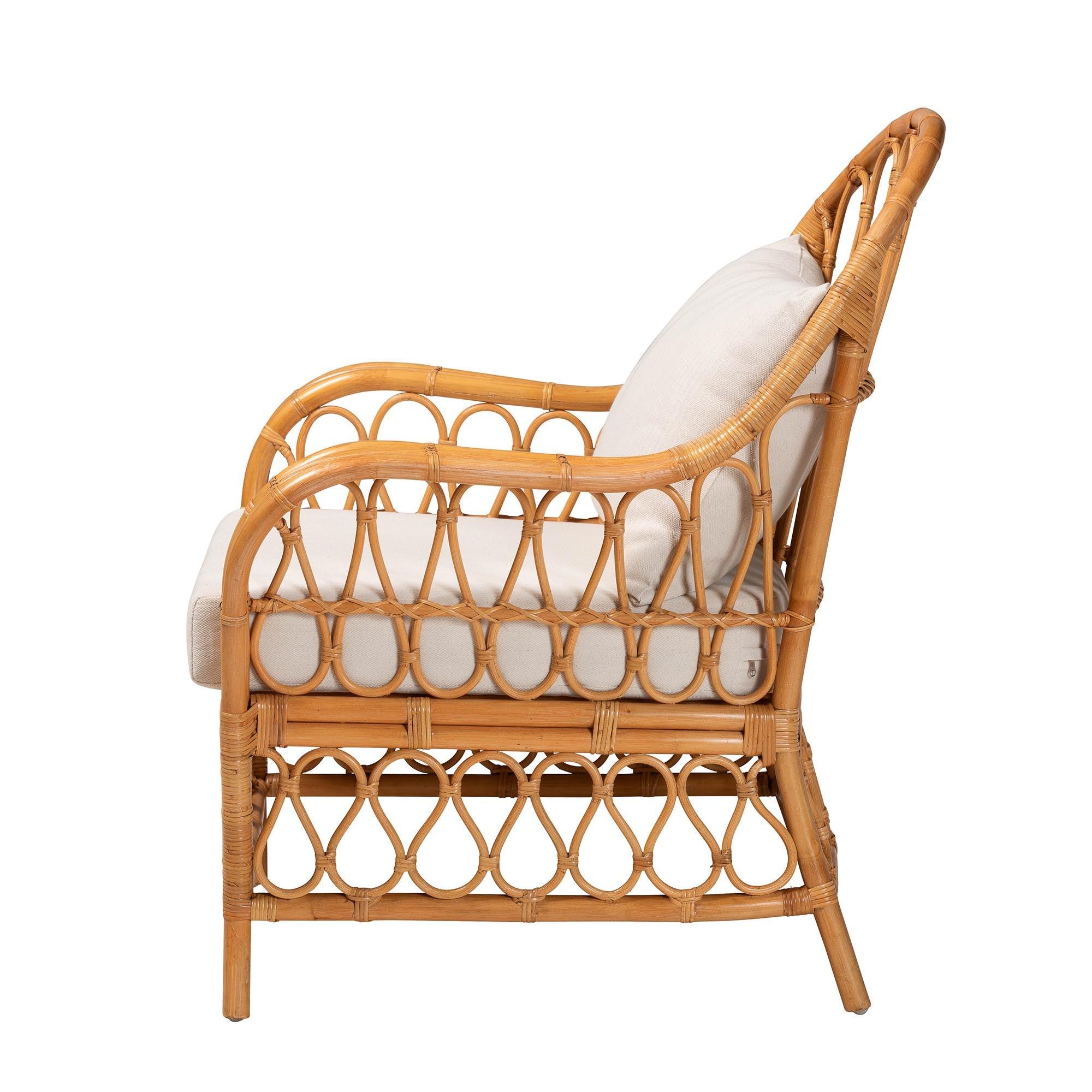 Bali & Pari Reina Bohemian Light Honey Rattan Arm Chair