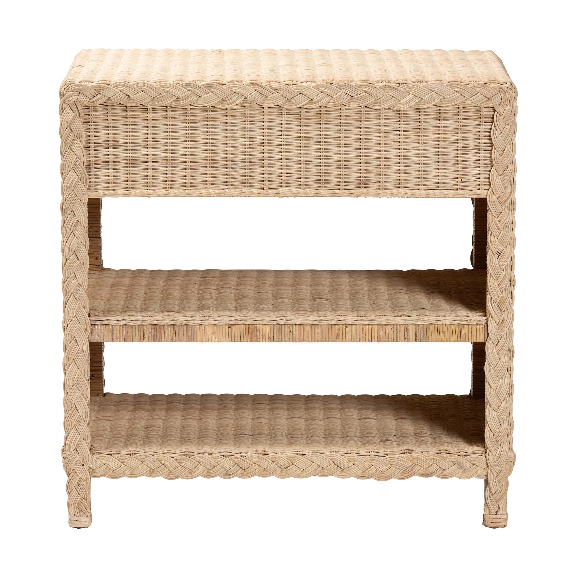 Bali & Pari Lanica Japandi Sun Bleached Rattan 2-Drawer Console Table