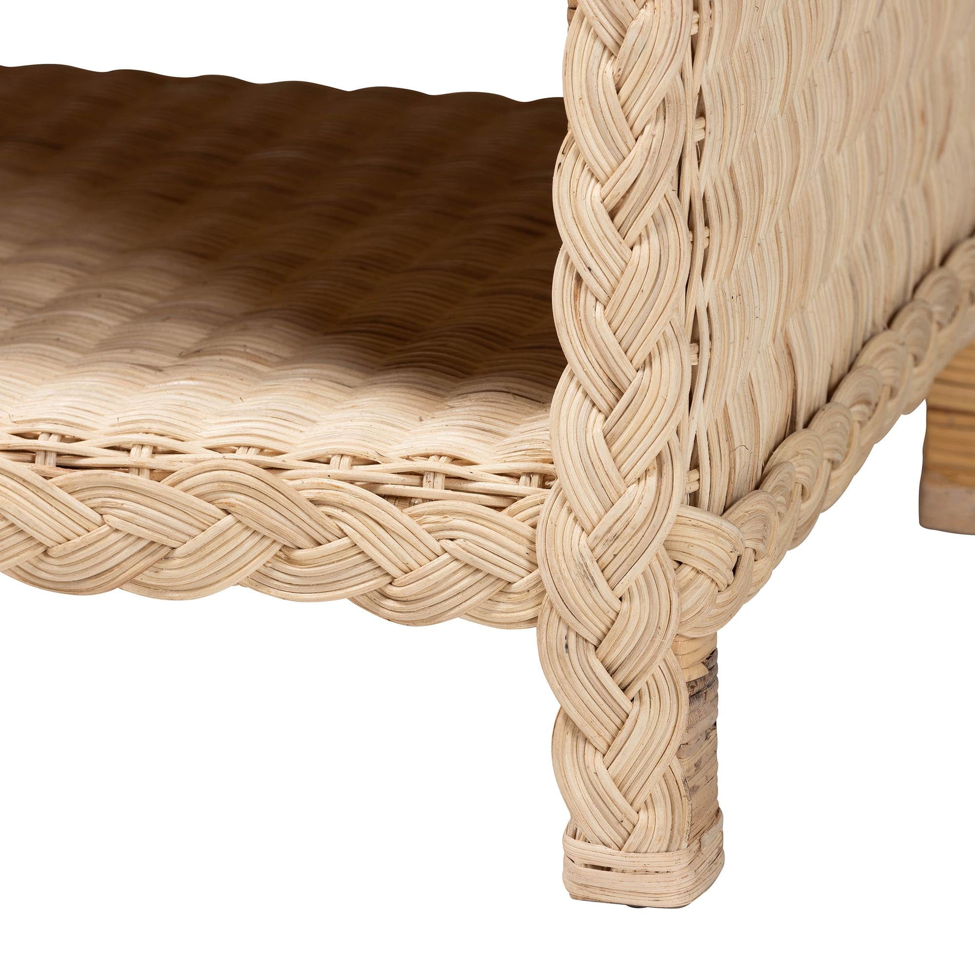 Bali & Pari Lanica Japandi Sun Bleached Rattan 2-Drawer Console Table