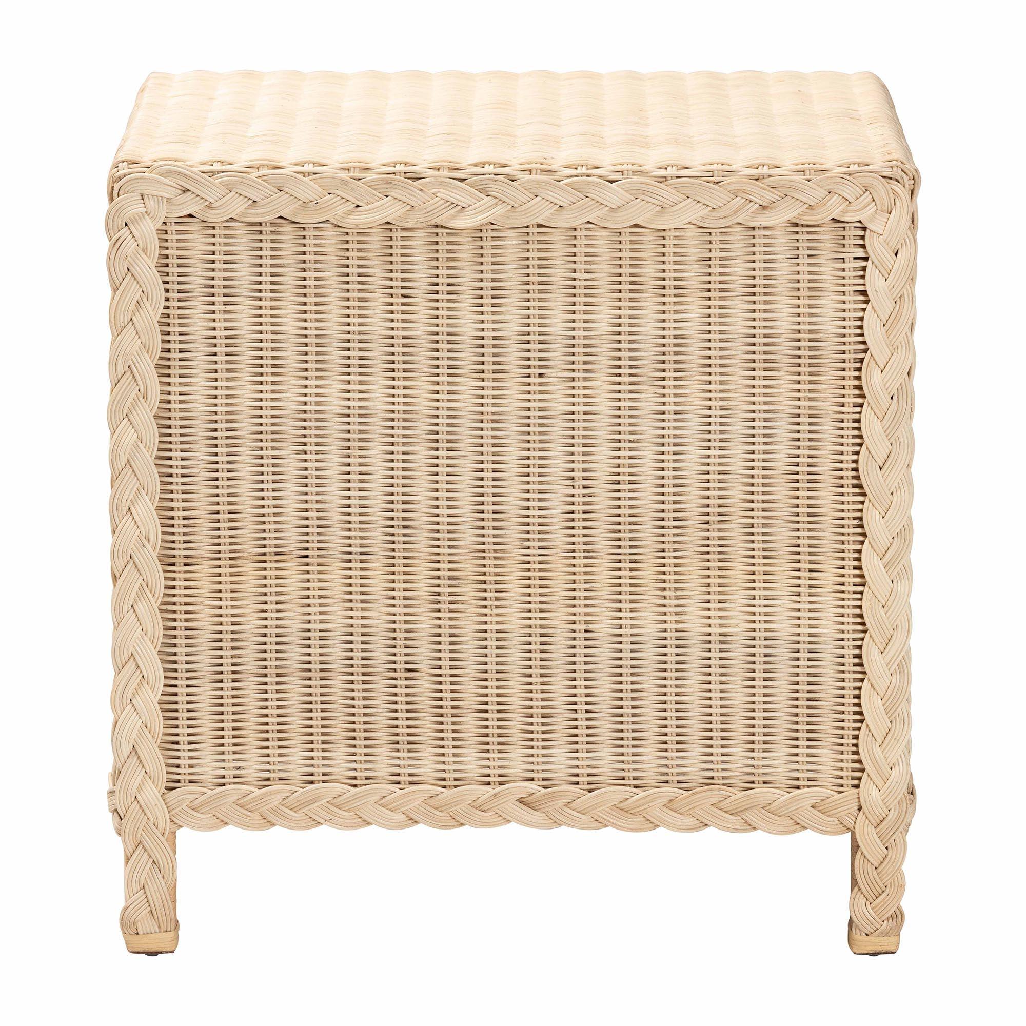 Bali & Pari Lanica Japandi Sun Bleached Rattan 3-Drawer Nightstand