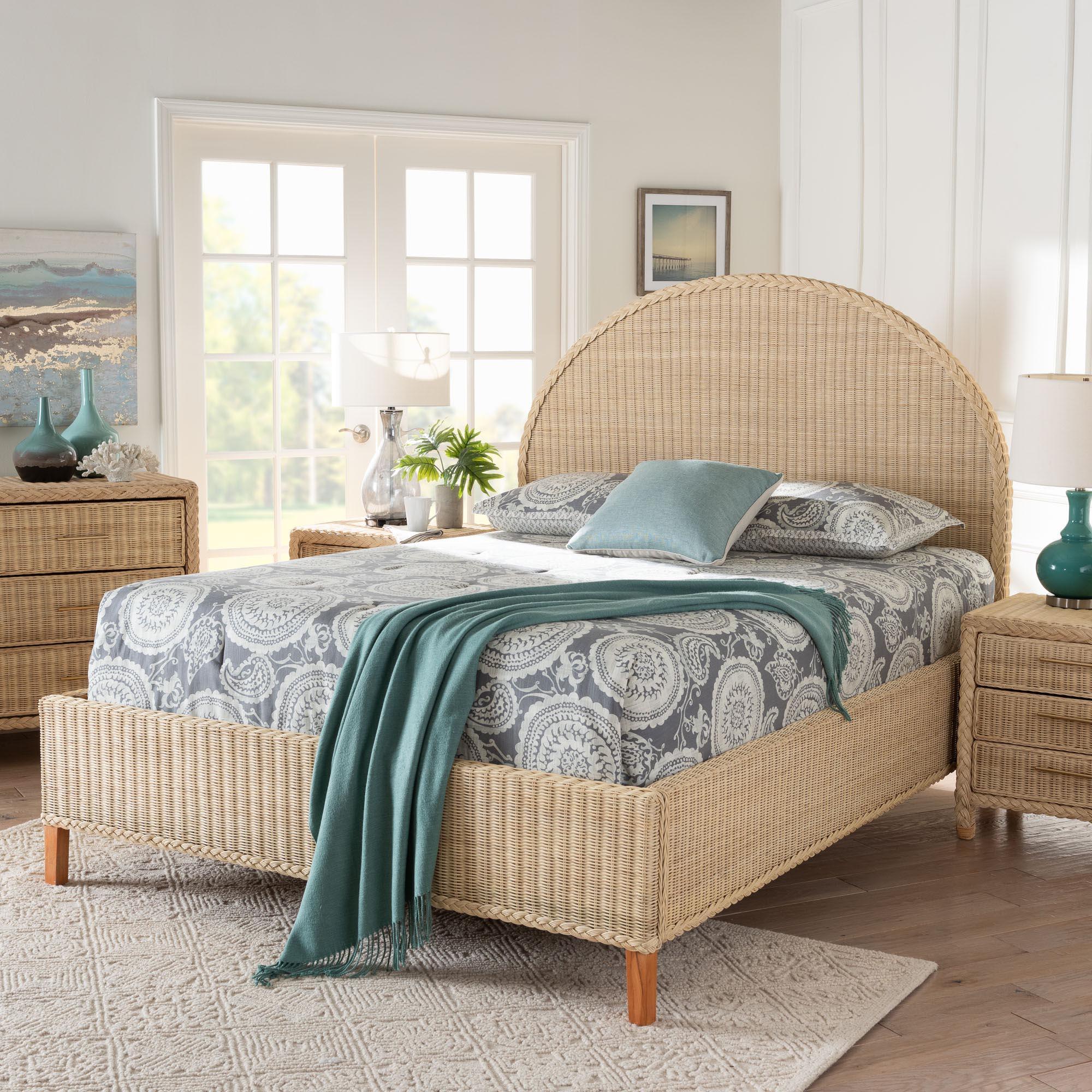 bali & pari Lanica Japandi Sun-Bleached Braided Rattan Bed