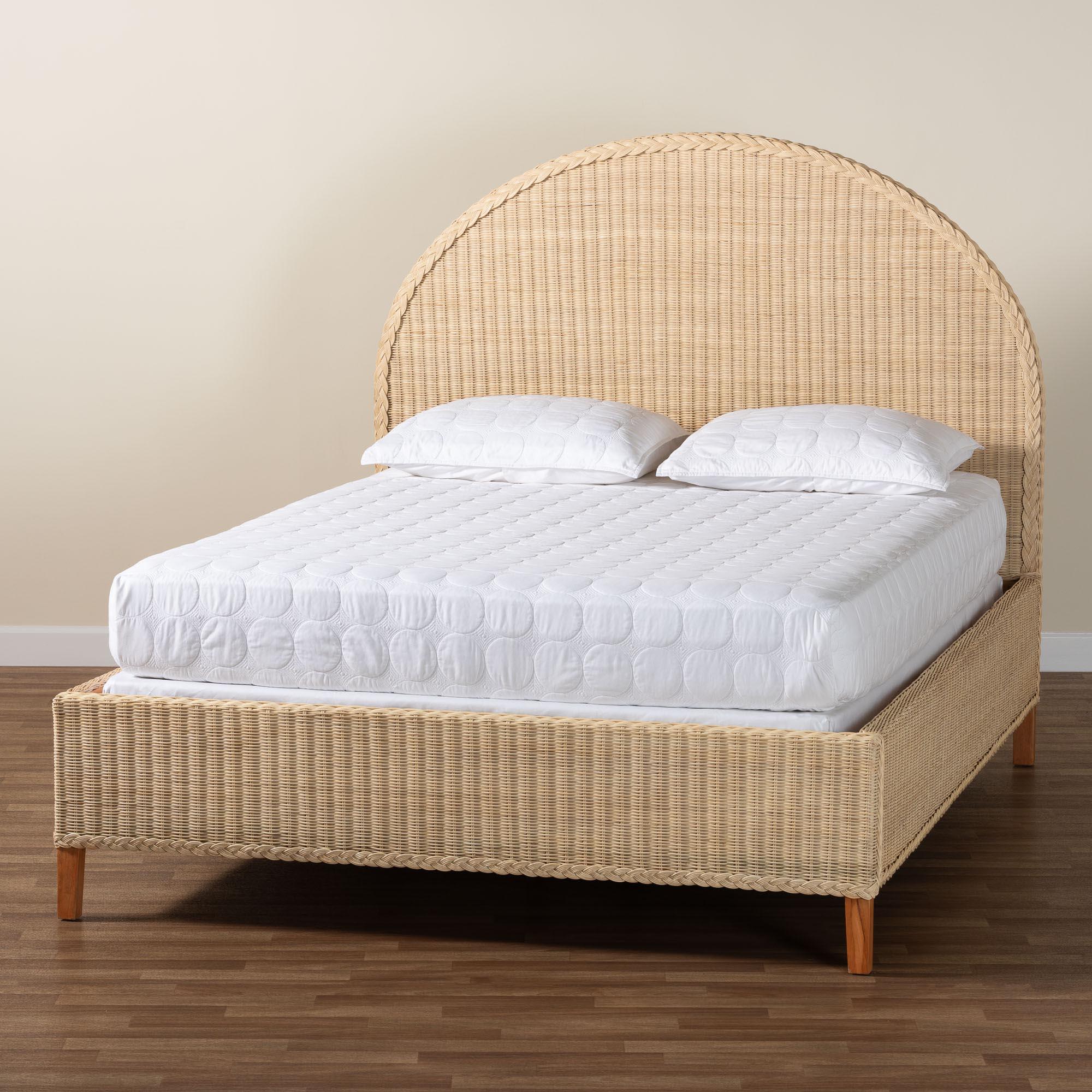 bali & pari Lanica Japandi Sun-Bleached Braided Rattan Bed