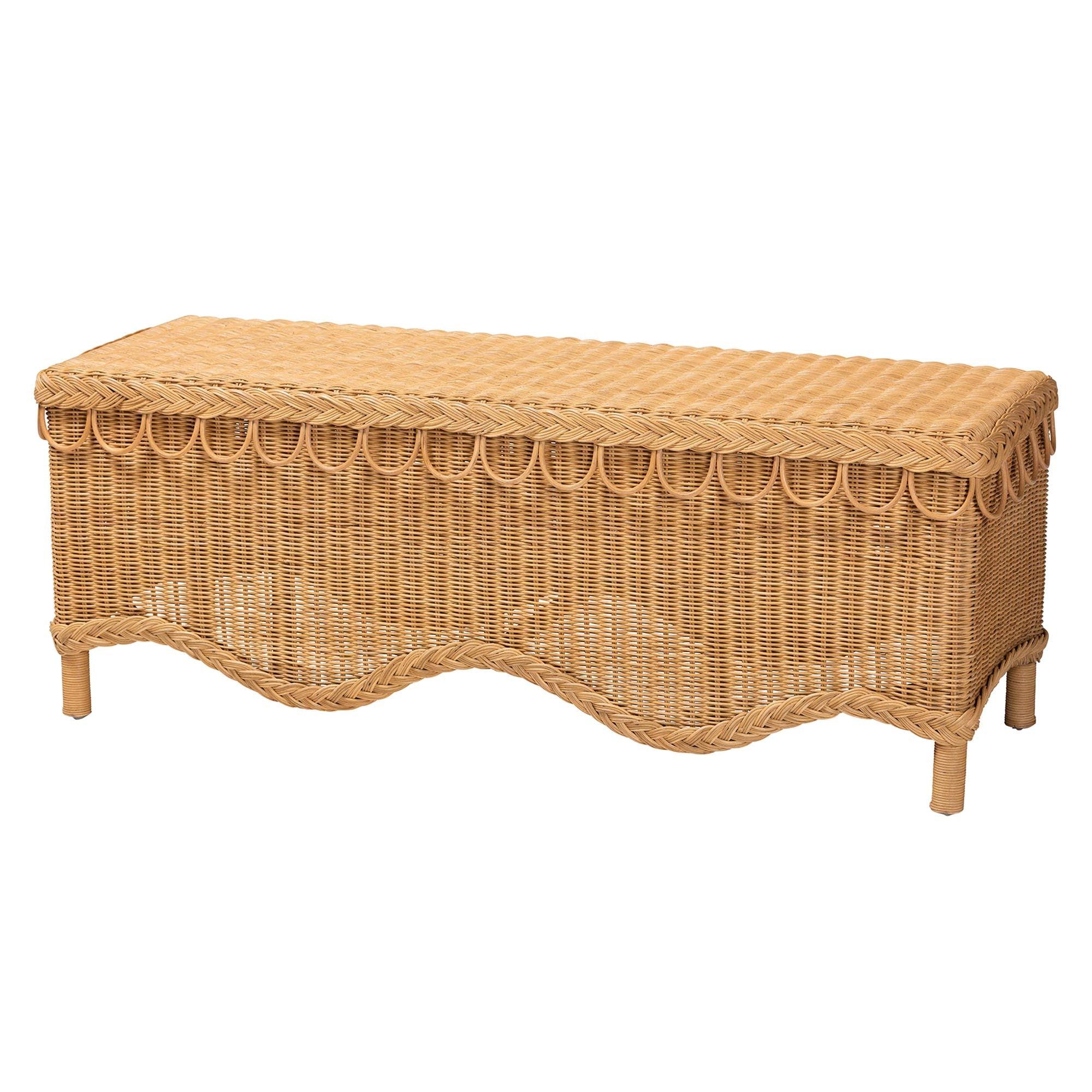 Bali & Pari Erla Bohemian Light Honey Rattan Accent Bench